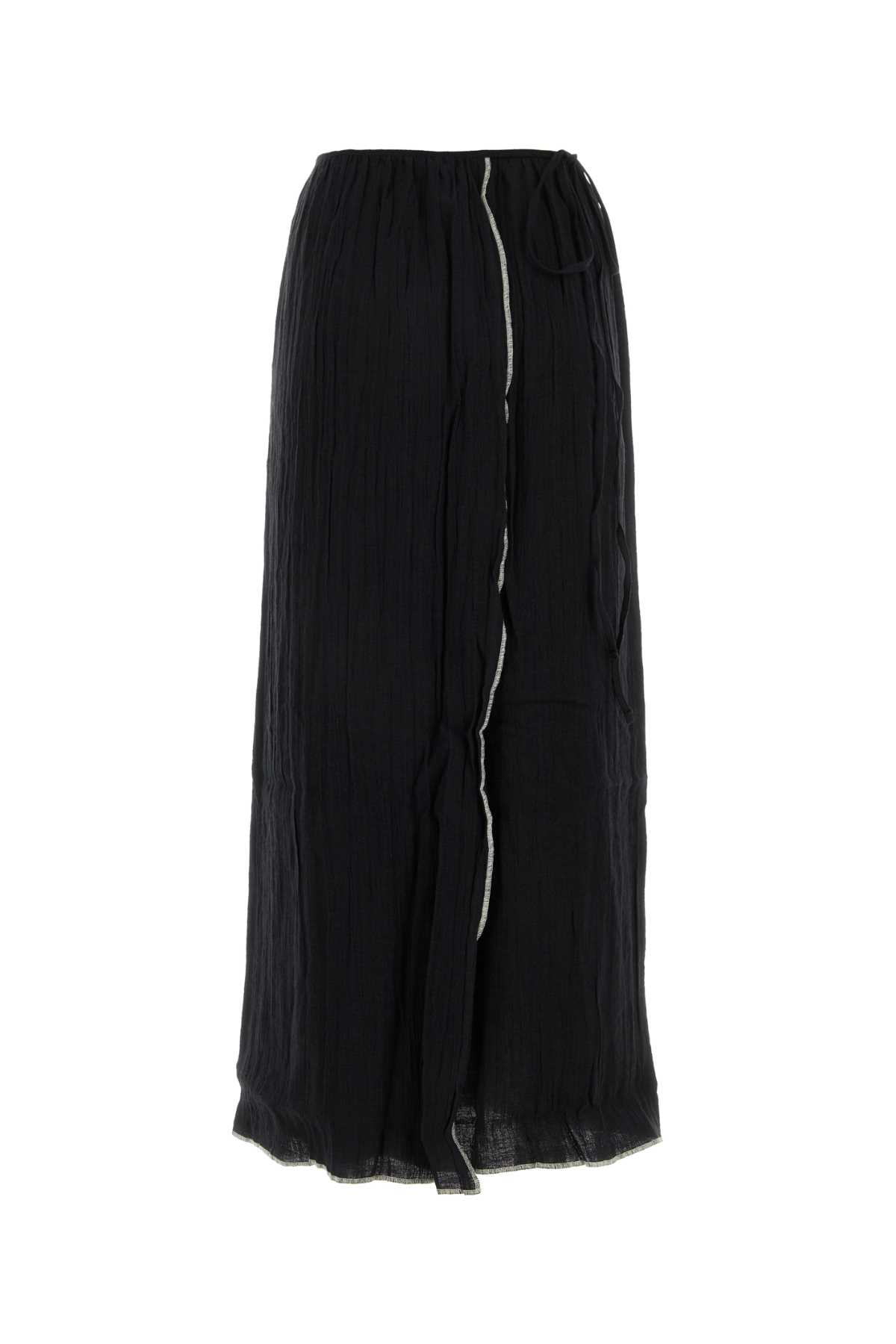 Shop Baserange Black Linen Skirt