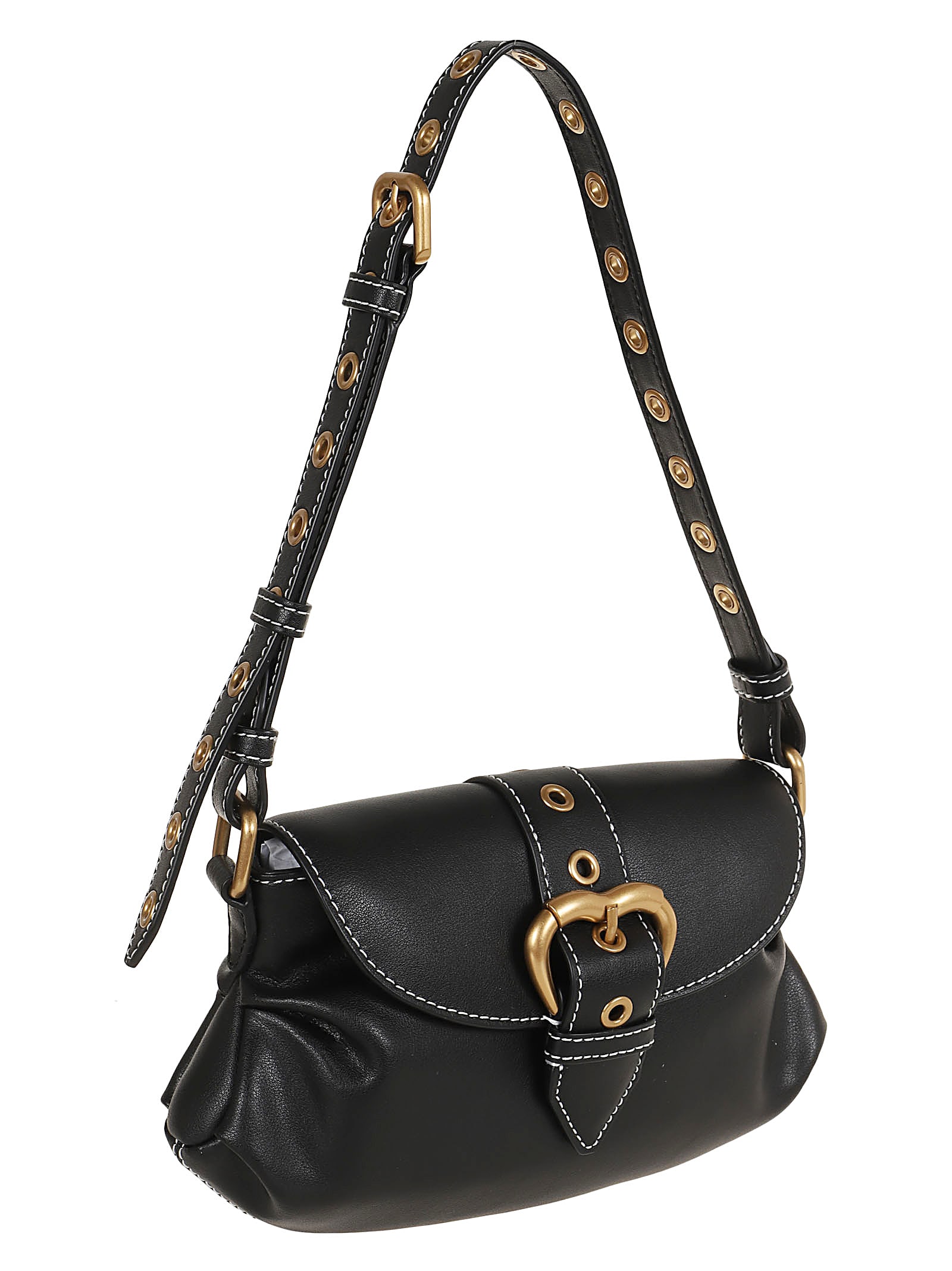 Shop Pinko Jolene Shoulder Mini Vitello C In Q Nero Antique Gold