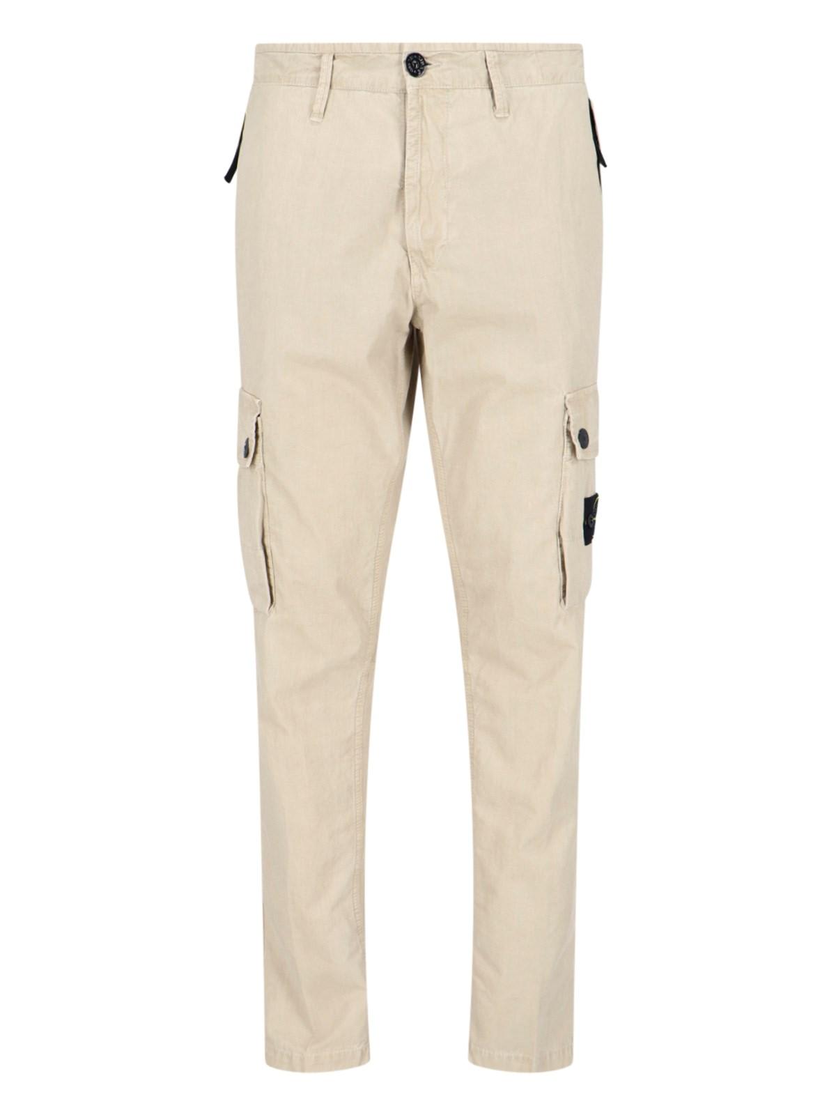 Shop Stone Island Cargo Slim Trousers In Sand