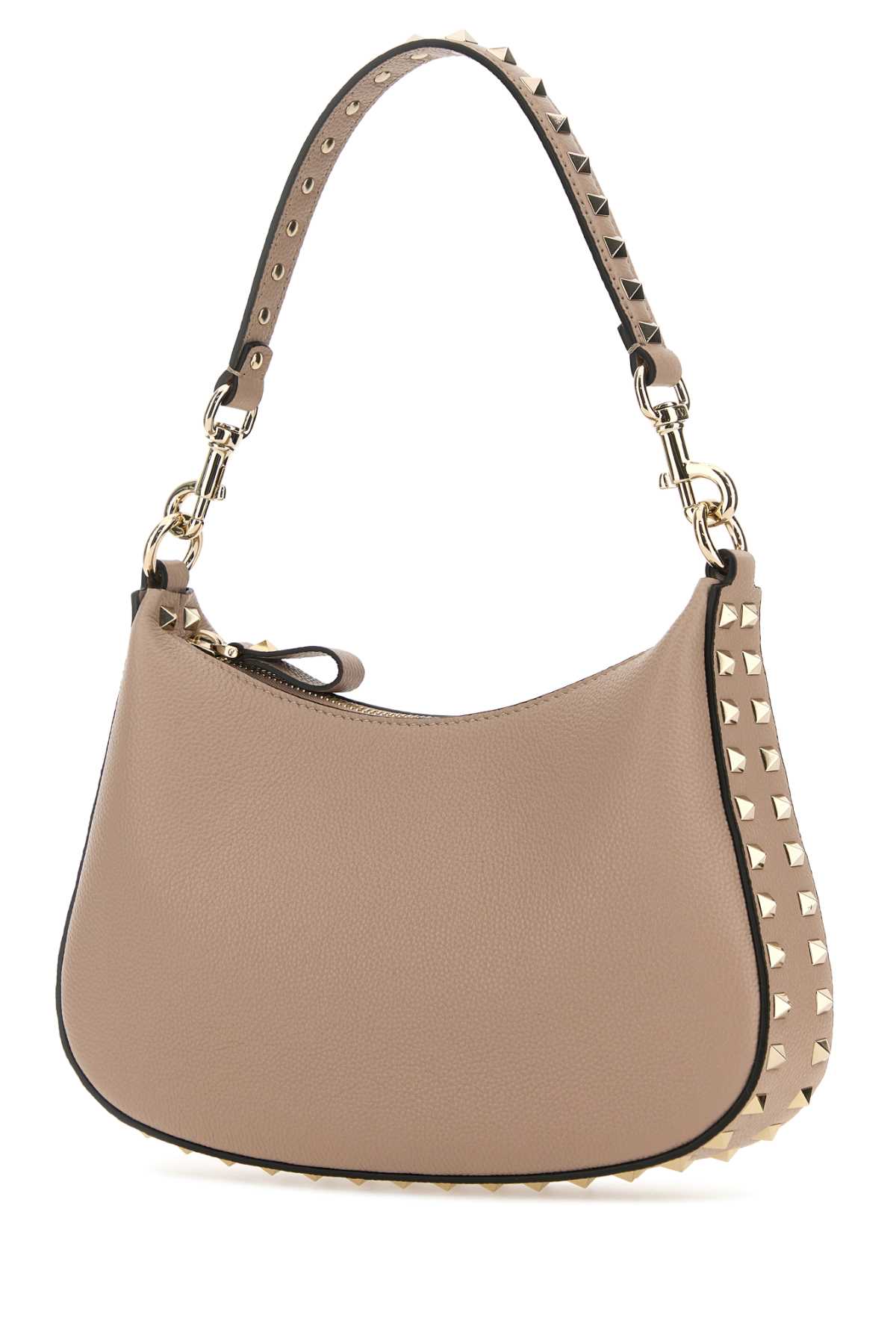 Shop Valentino Antiqued Pink Leather Small Hobo Rockstud Shoulder In Poudre