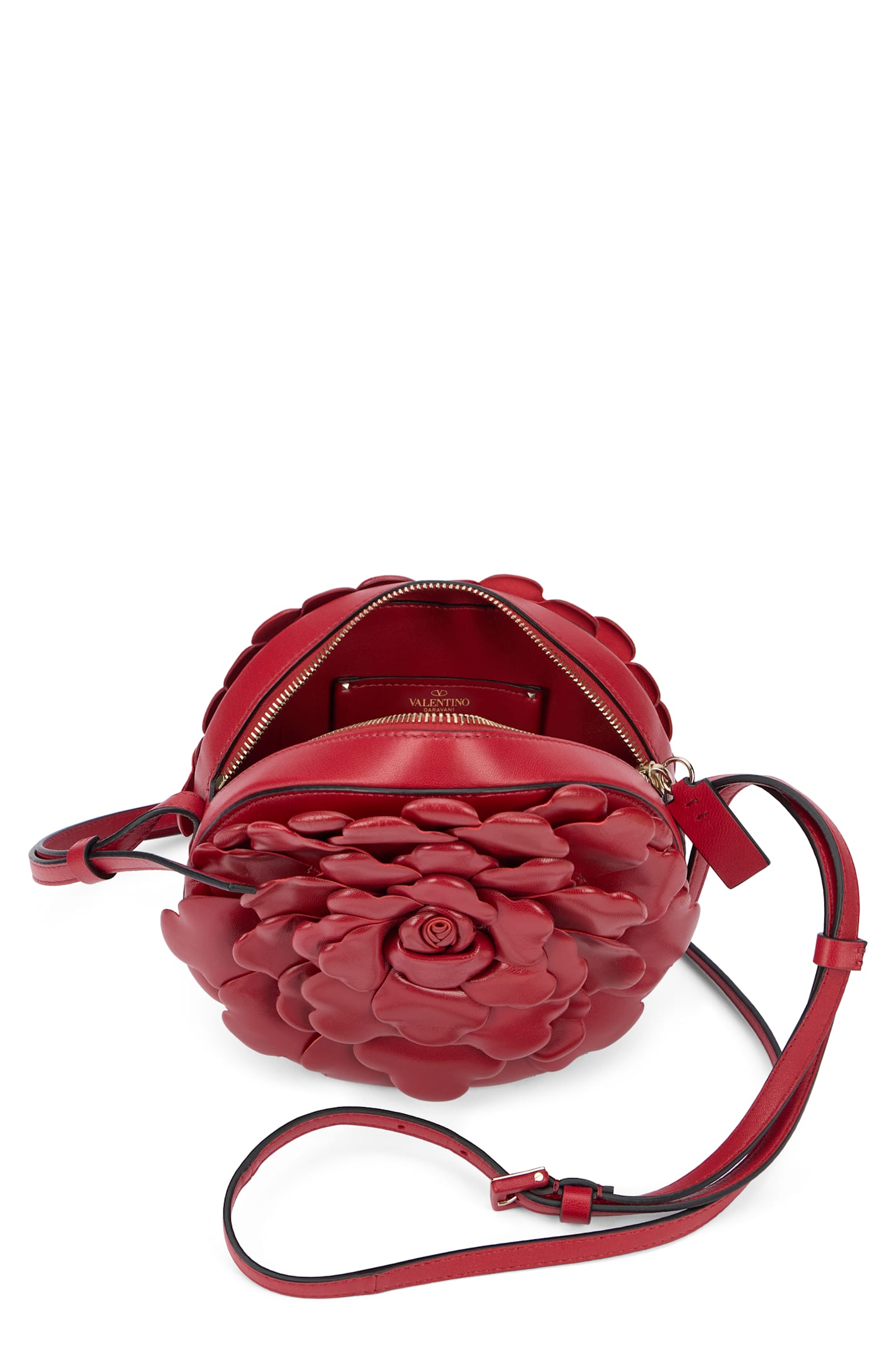 Valentino Red Elegant Round Shoulder Bag In Red