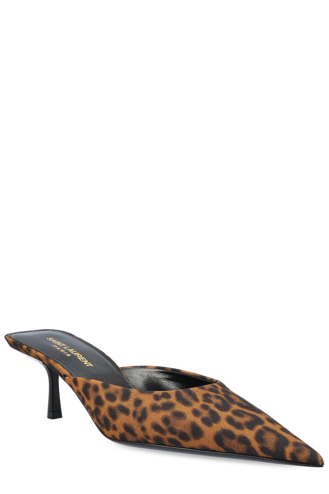 Shop Saint Laurent Leopard Print Pointed-toe Pumps In Manto Naturale