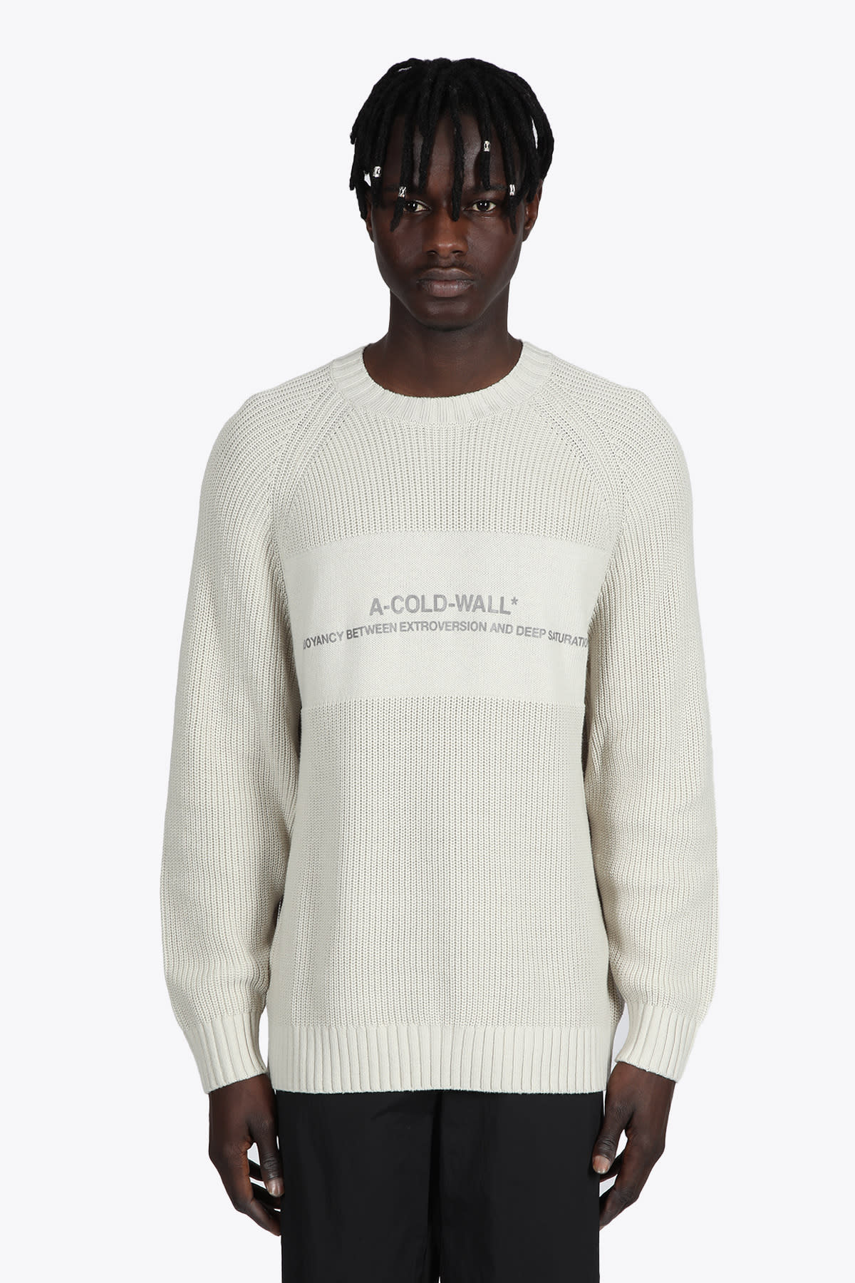 A-COLD-WALL Knitted Dialogue Knit Light beige cotton knit pullover with logo