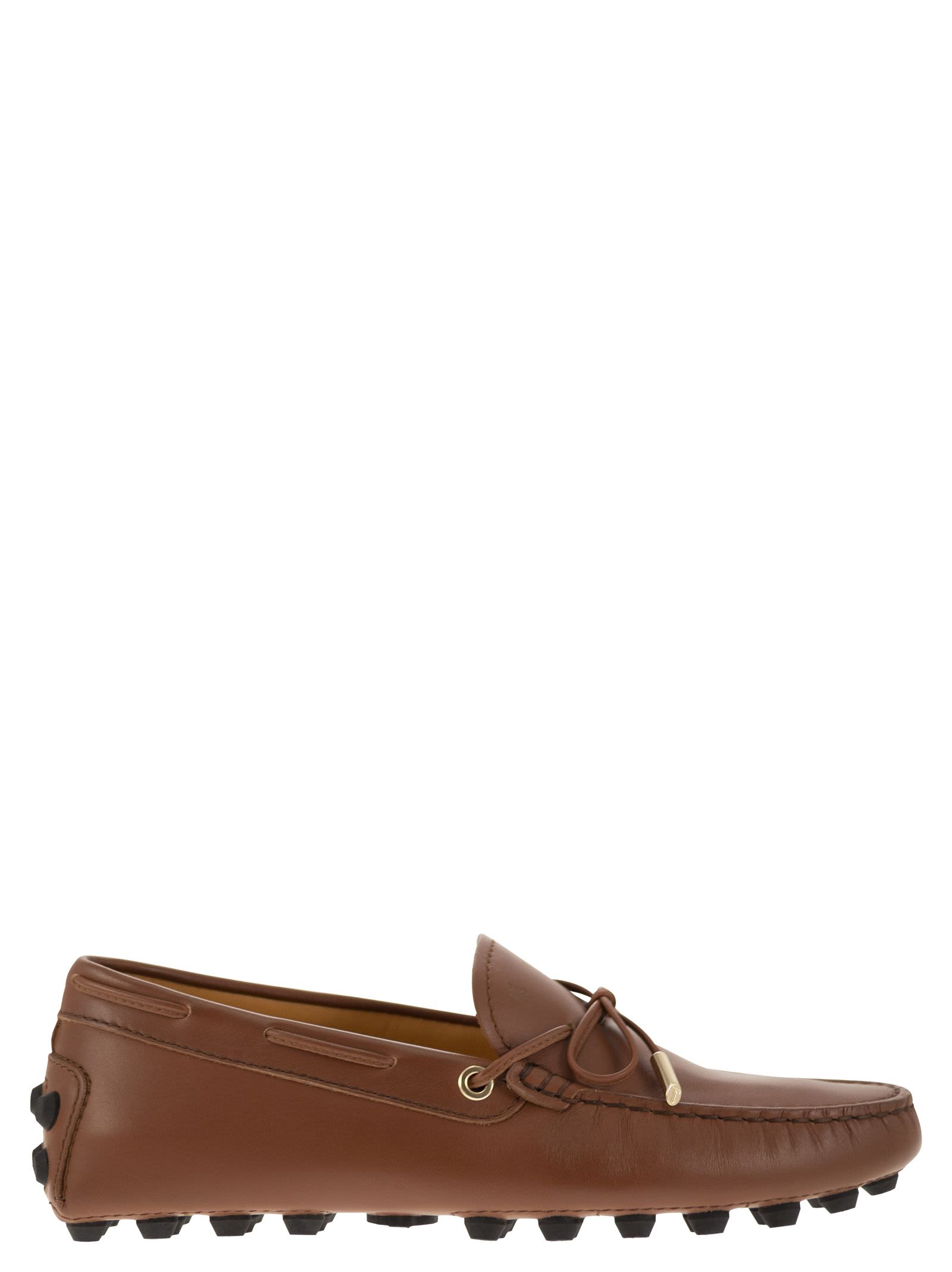 Tod's Brown Smooth Leather Loafers In Cognac