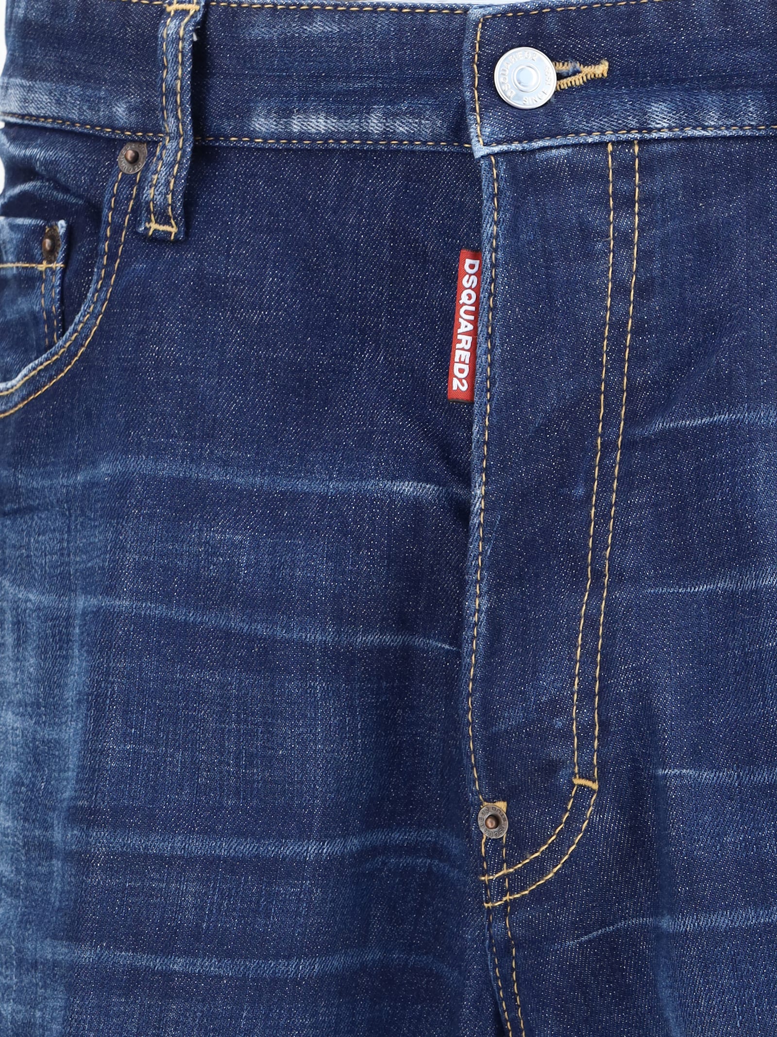 Dsquared2 Blue Jeans With Belt Loops And Logo Patch On The Rear In Blue