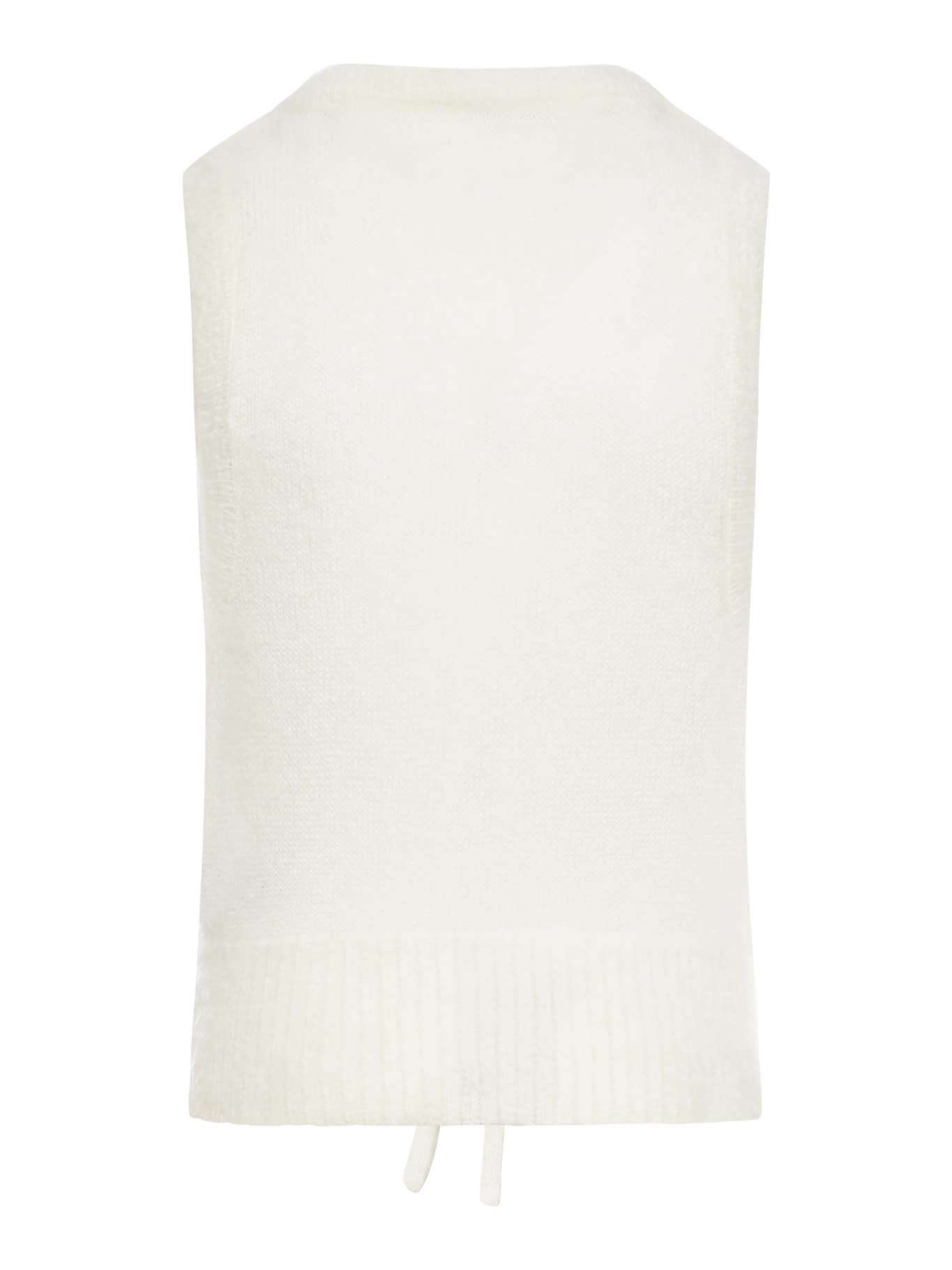 Shop Ganni Light Mohair Tie String Vest In Egret