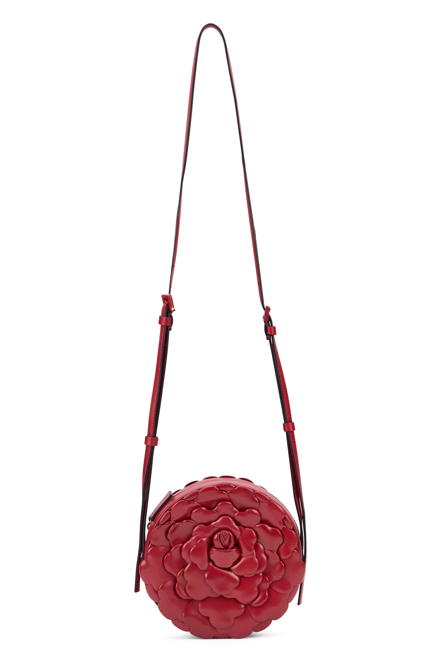 Valentino Red Elegant Round Shoulder Bag In Red