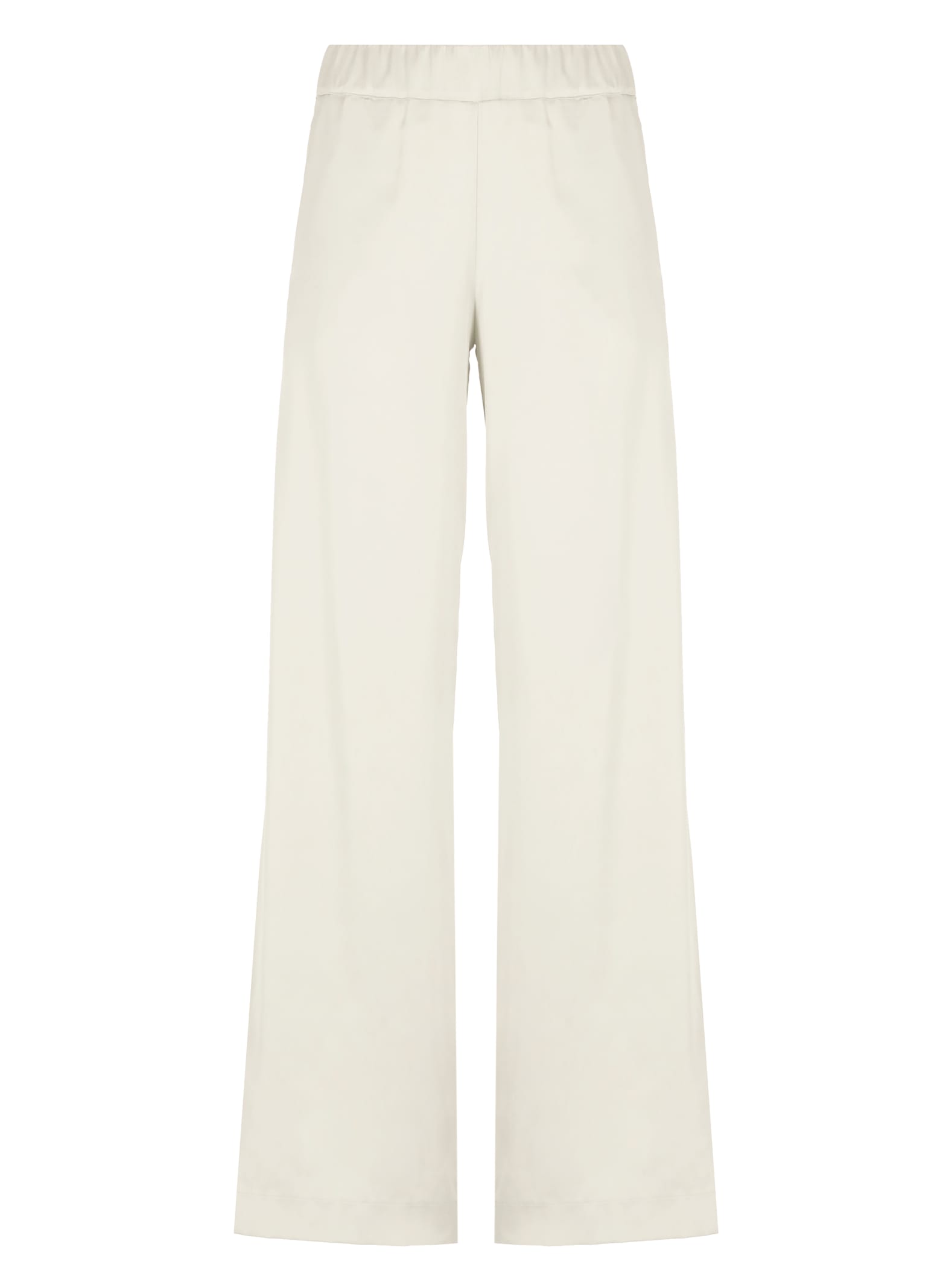 D Exterior Satin Elastic-waistband Trousers In White