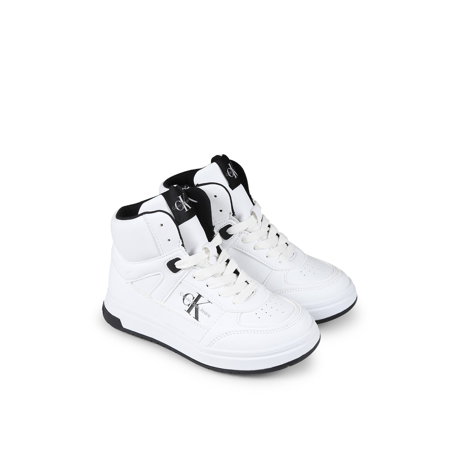Calvin Klein White Sneakers For Kids With Logo In White