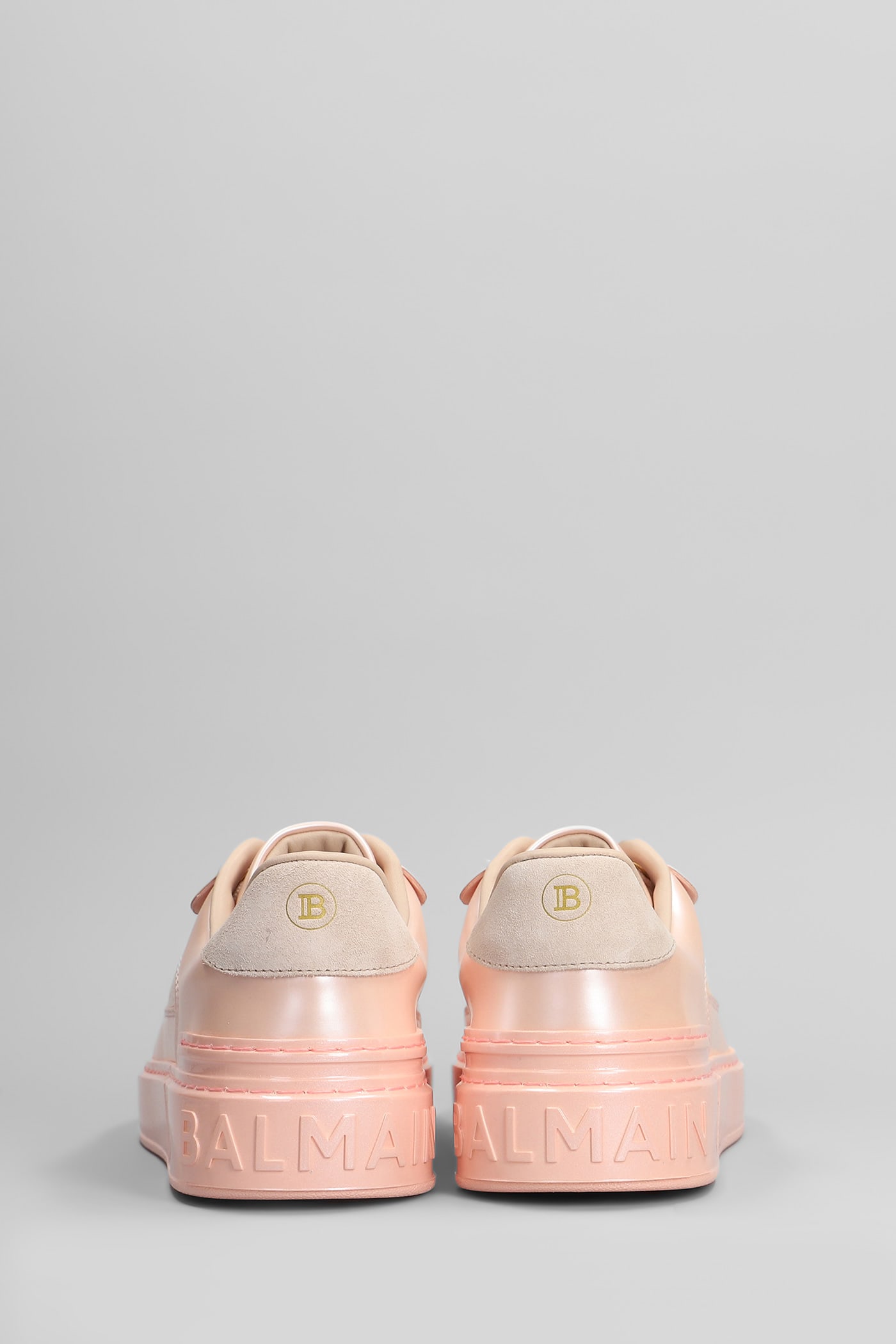 Balmain B Court Sneakers In Rose-pink Suede And Leather In Rose-pink