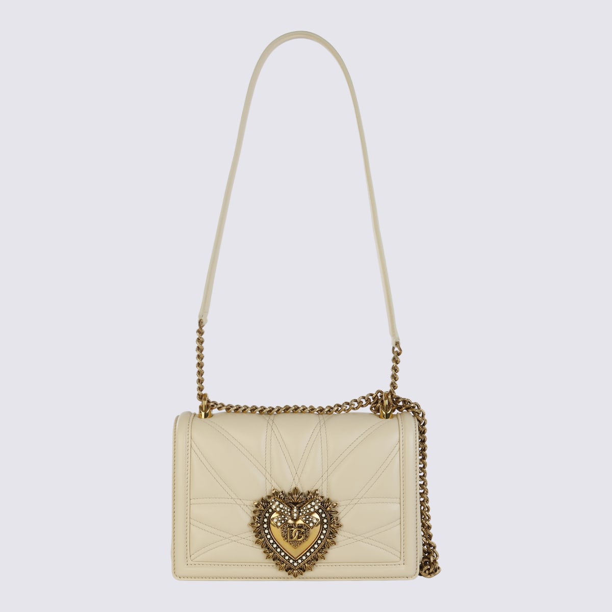 Shop Dolce & Gabbana Cream Leather Crossbody Bag In Burro