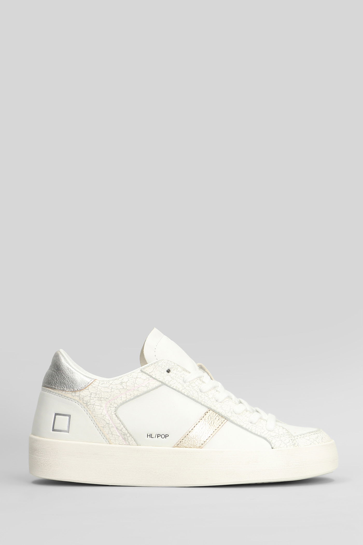Date Hill Low Pop Sneakers In White Leather In White