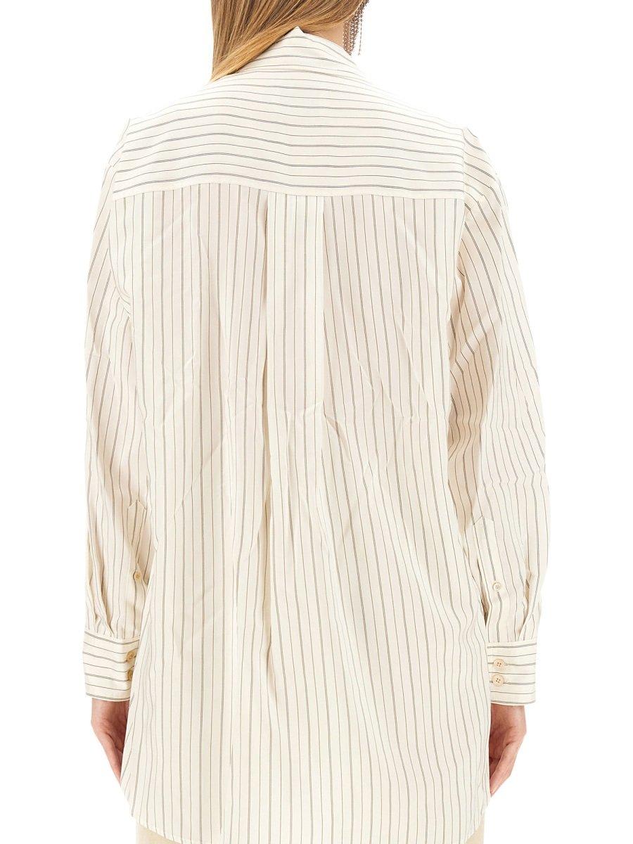 Shop Isabel Marant Long Sleeved Striped Buttoned Shirt In White