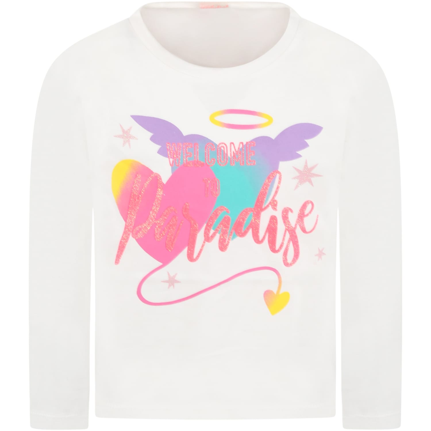 Billieblush White T-shirt For Girl With Colorful Hearts