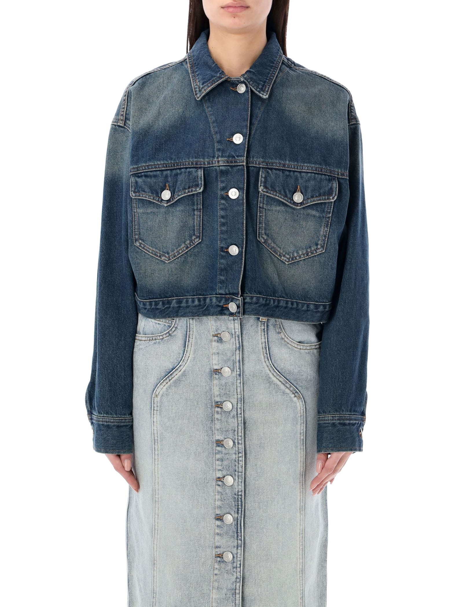 Marant Etoile Tadia Denim Jacket In Faded Blue