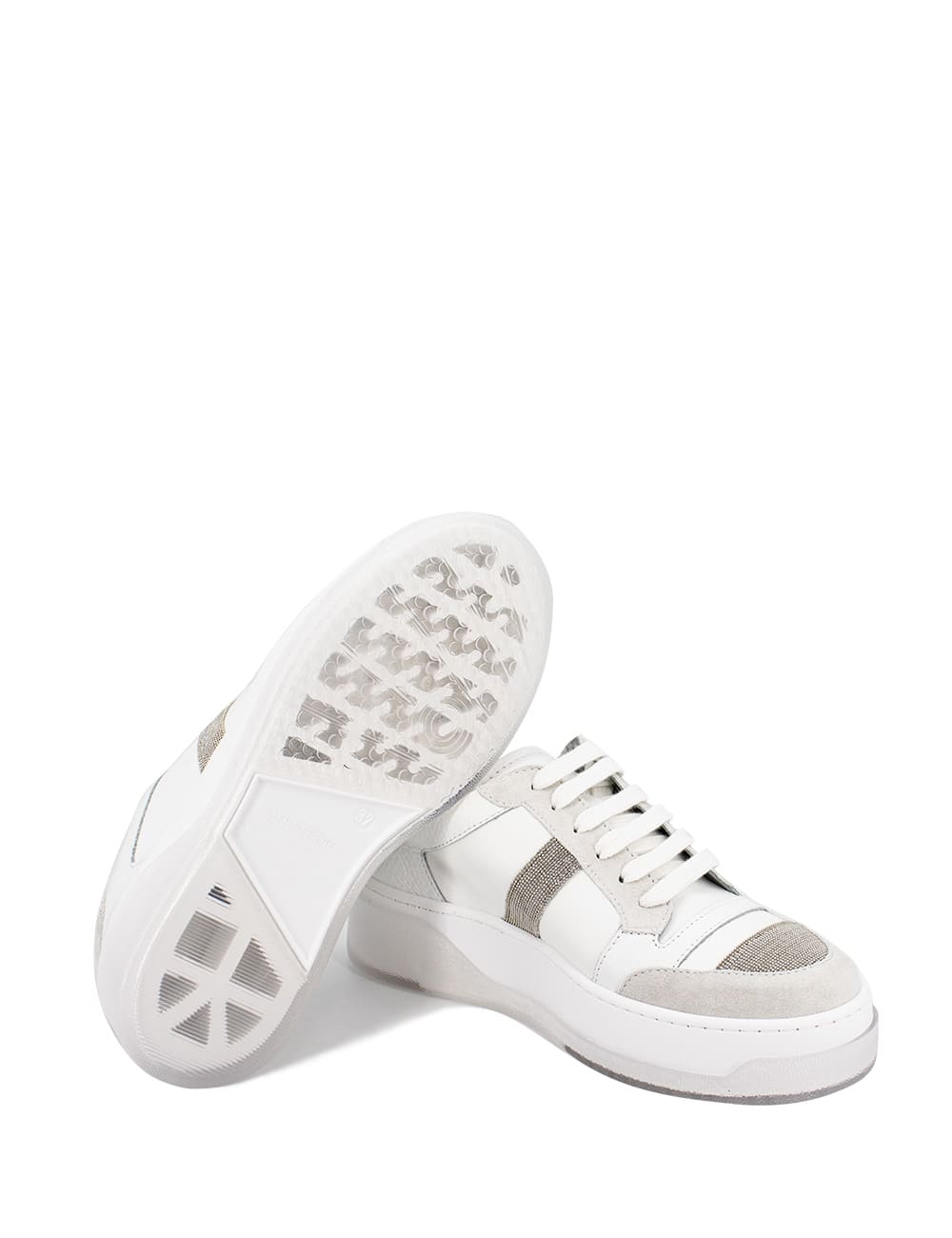 Fabiana Filippi Leather Sneakers In Bianco