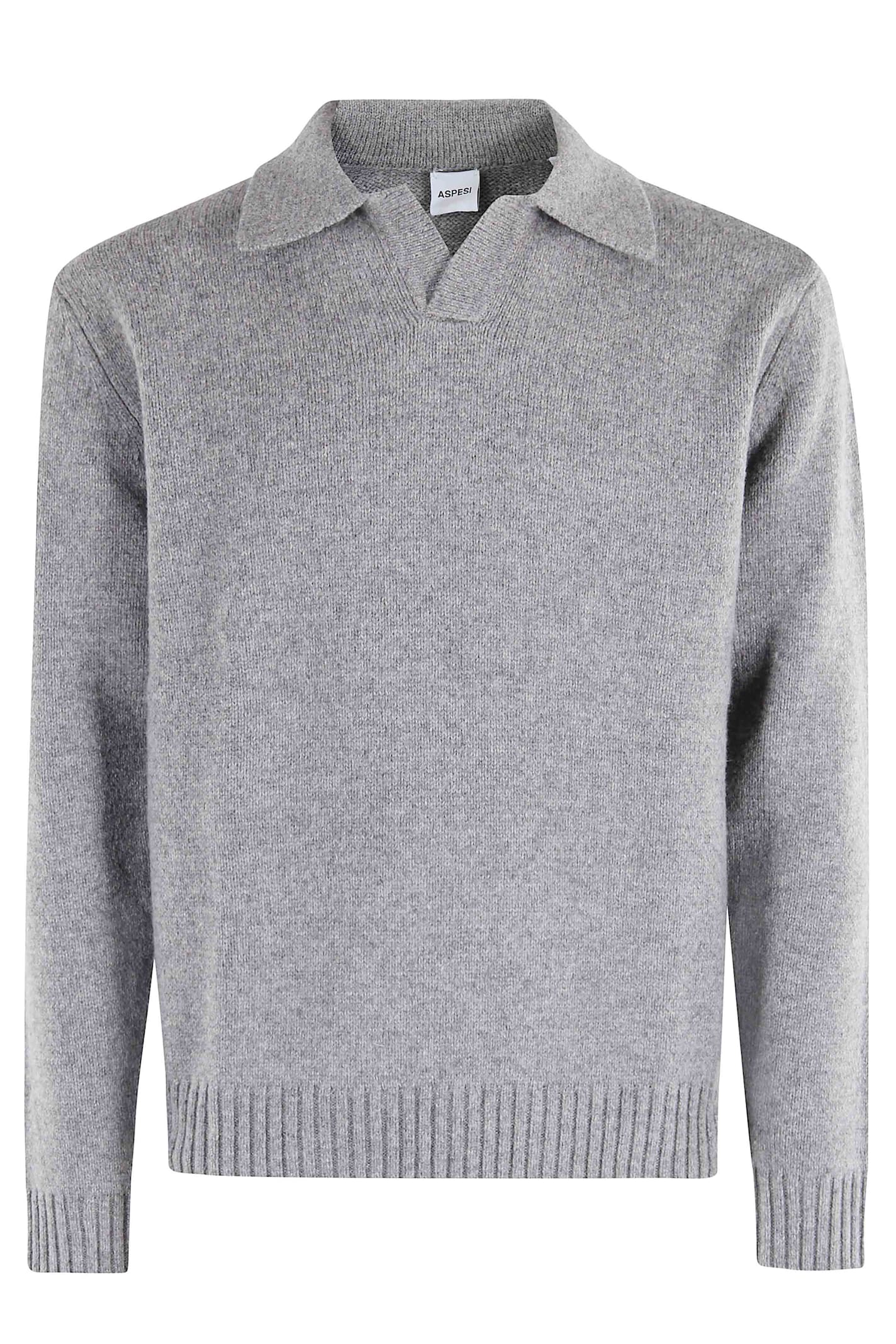 Aspesi Collared Long-slevees Polo Shirt In Gray