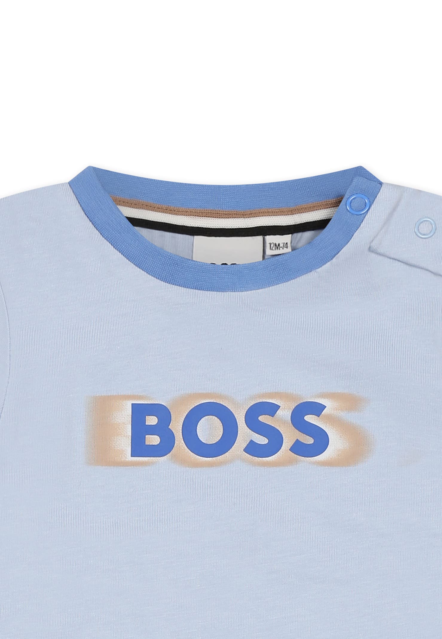 Hugo Boss Light Blue T-shirt For Baby Boy With Logo In Light Blue