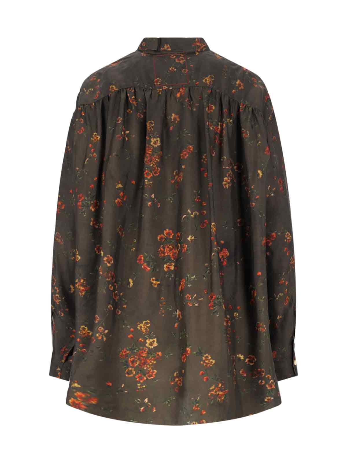 Uma Wang Pomegranate-print Asymmetrical-buttoned Top In Brown