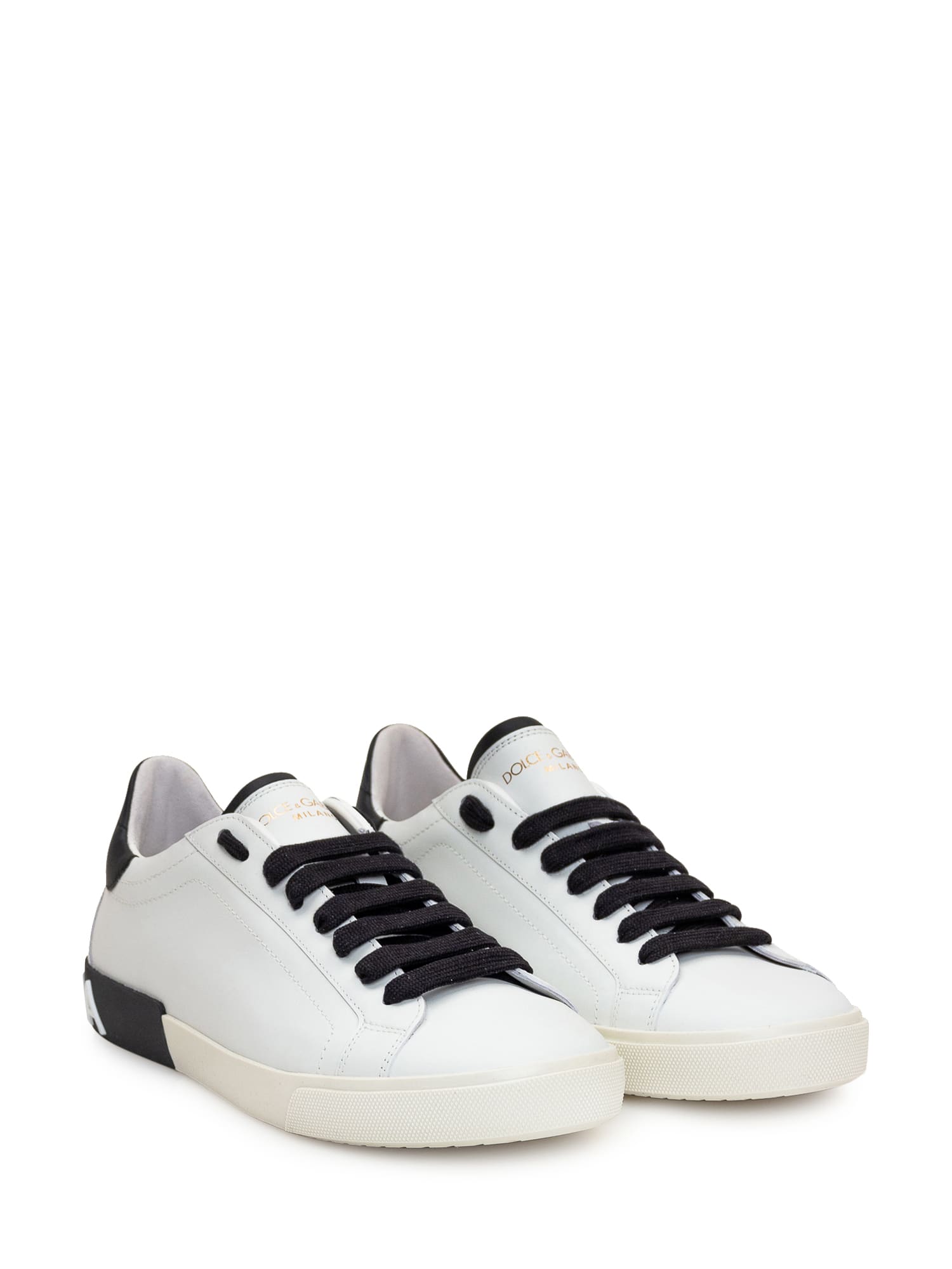 Shop Dolce & Gabbana Portofino Vintage Sneaker In Bianco/nero