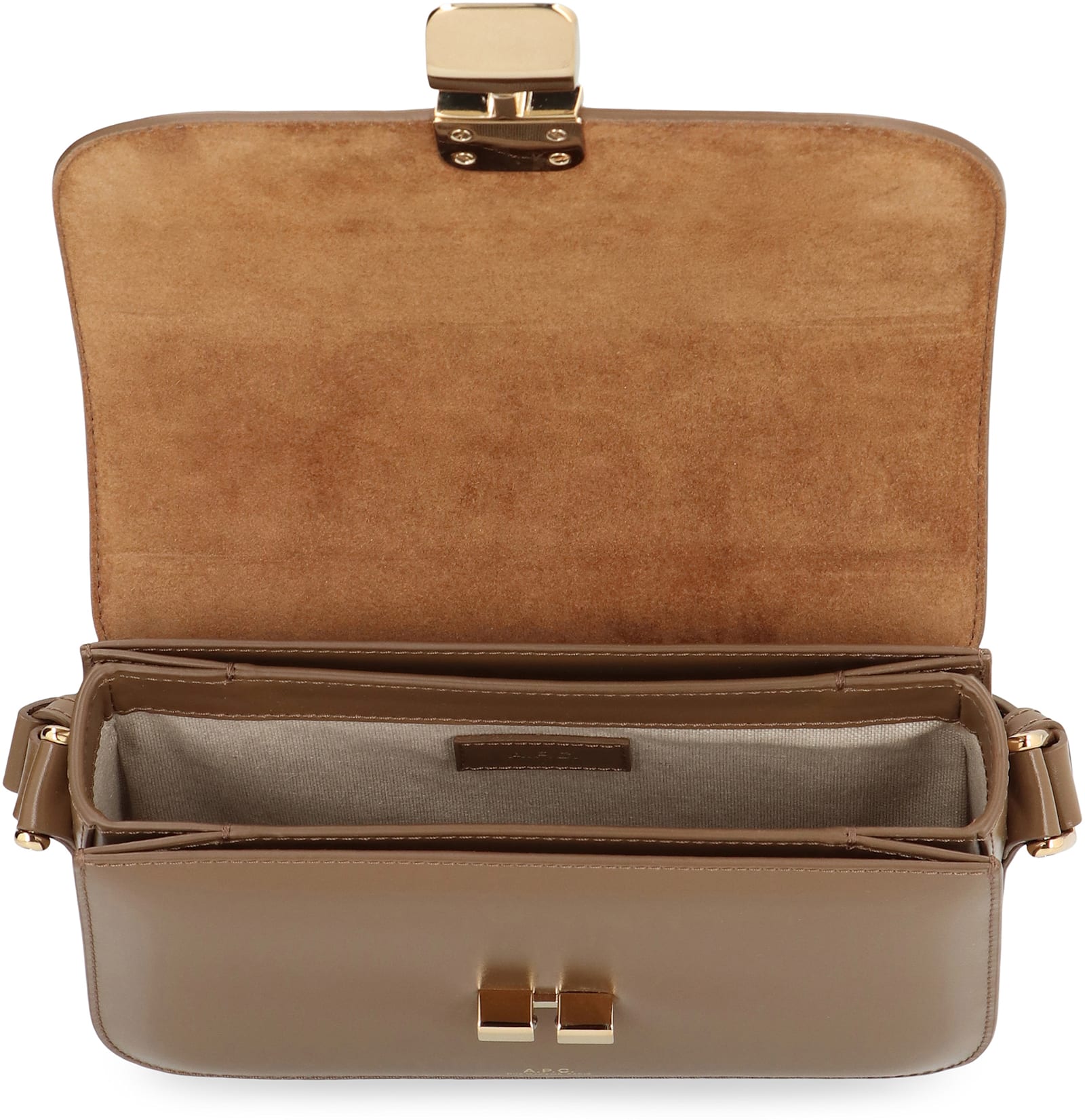 Apc Adjustable Strap Leather Shoulder Bag In Brown