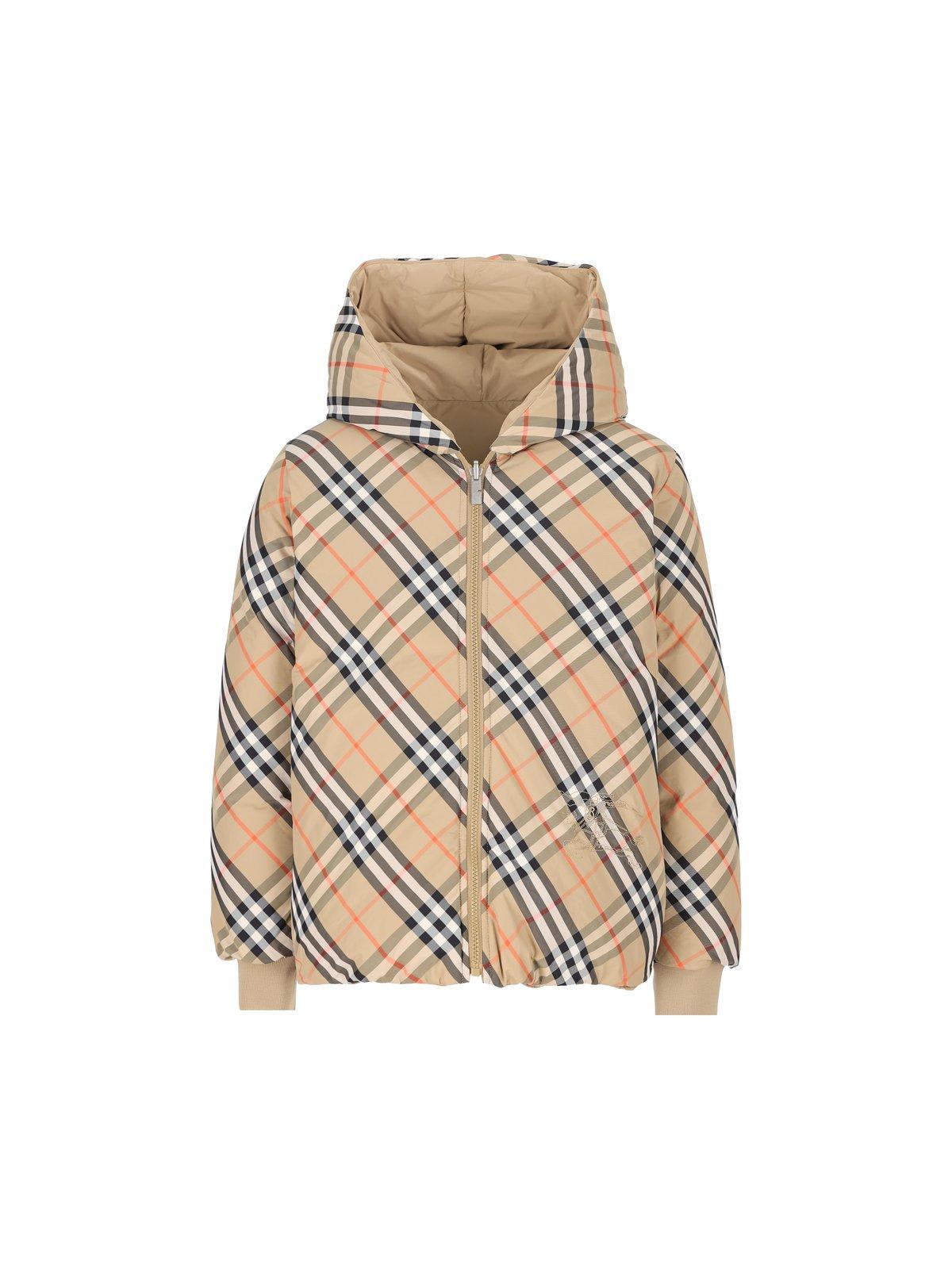 BURBERRY CHECKED HOODED REVERSIBLE JACKET