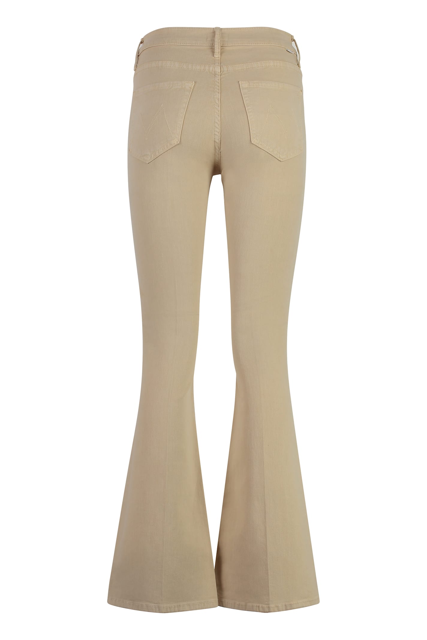 Mother Cropped Flared Jeans With Front And Back Pockets In Beige