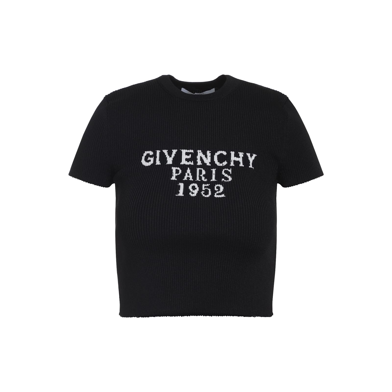 Givenchy Short-sleeved Knitted Cropped Top In Black