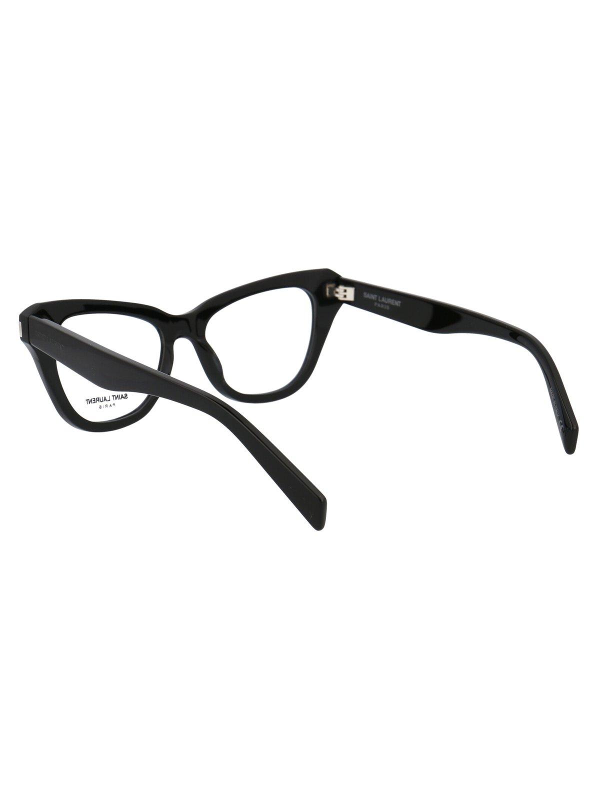 Shop Saint Laurent Cat-eye Frame Glasses In 001 Black Black Transpare