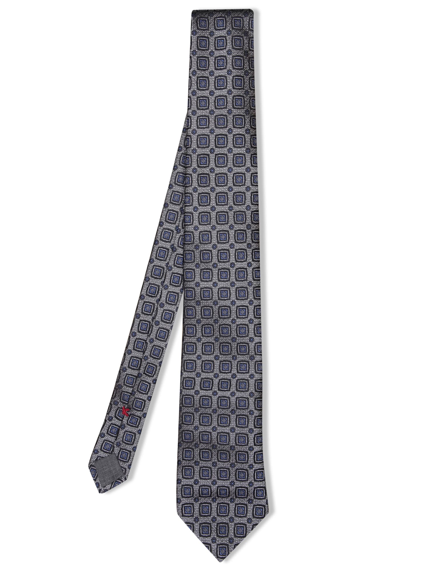 BRUNELLO CUCINELLI DARK GREY GEOMETRIC TIE 