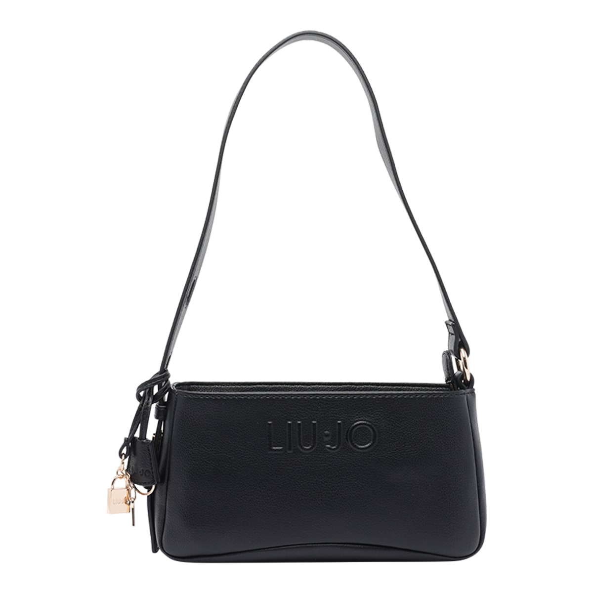 Liu •jo Logo Medium Shoulder Bag In Black