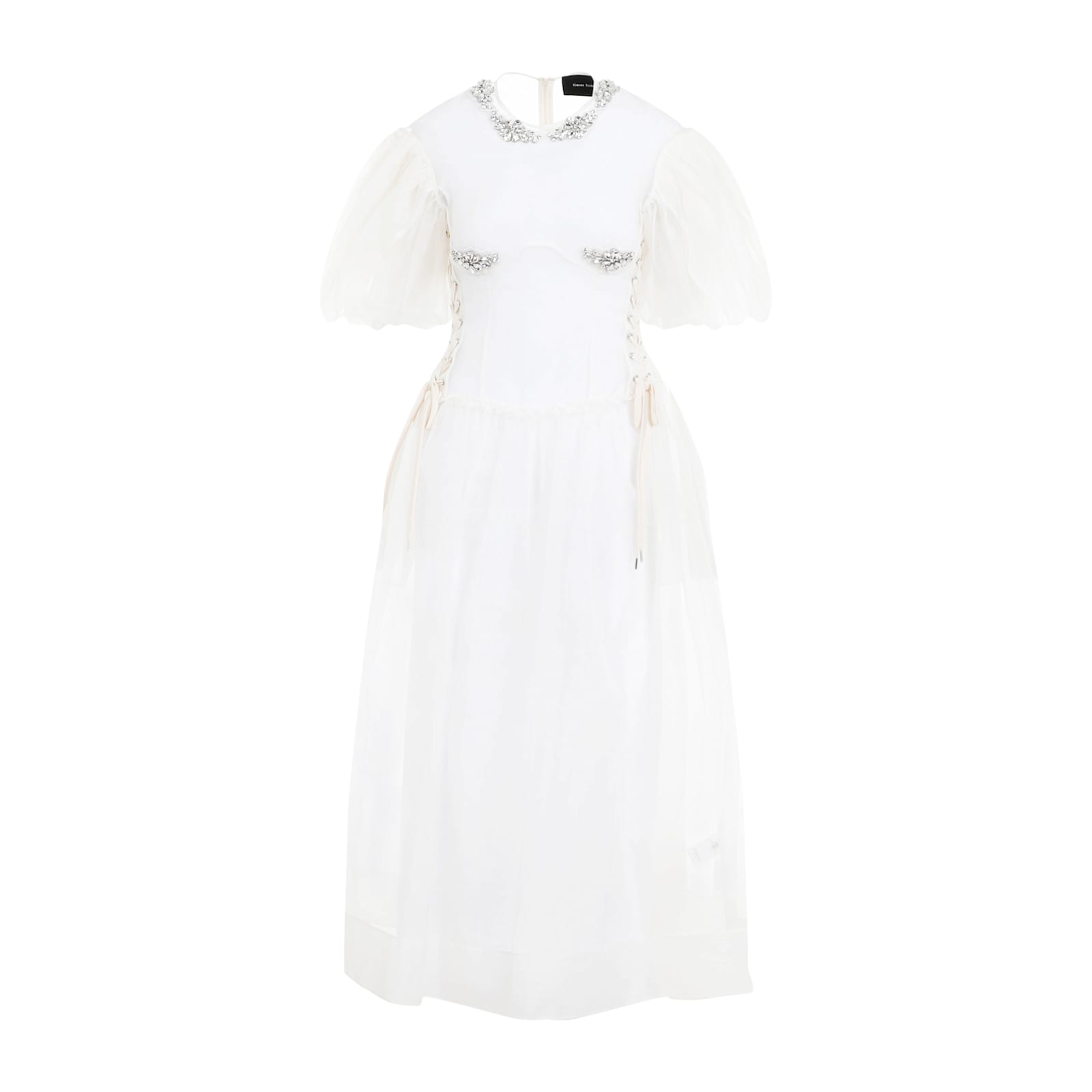 Shop Simone Rocha Petal Sleeved Midi Dress In Ivory Clear