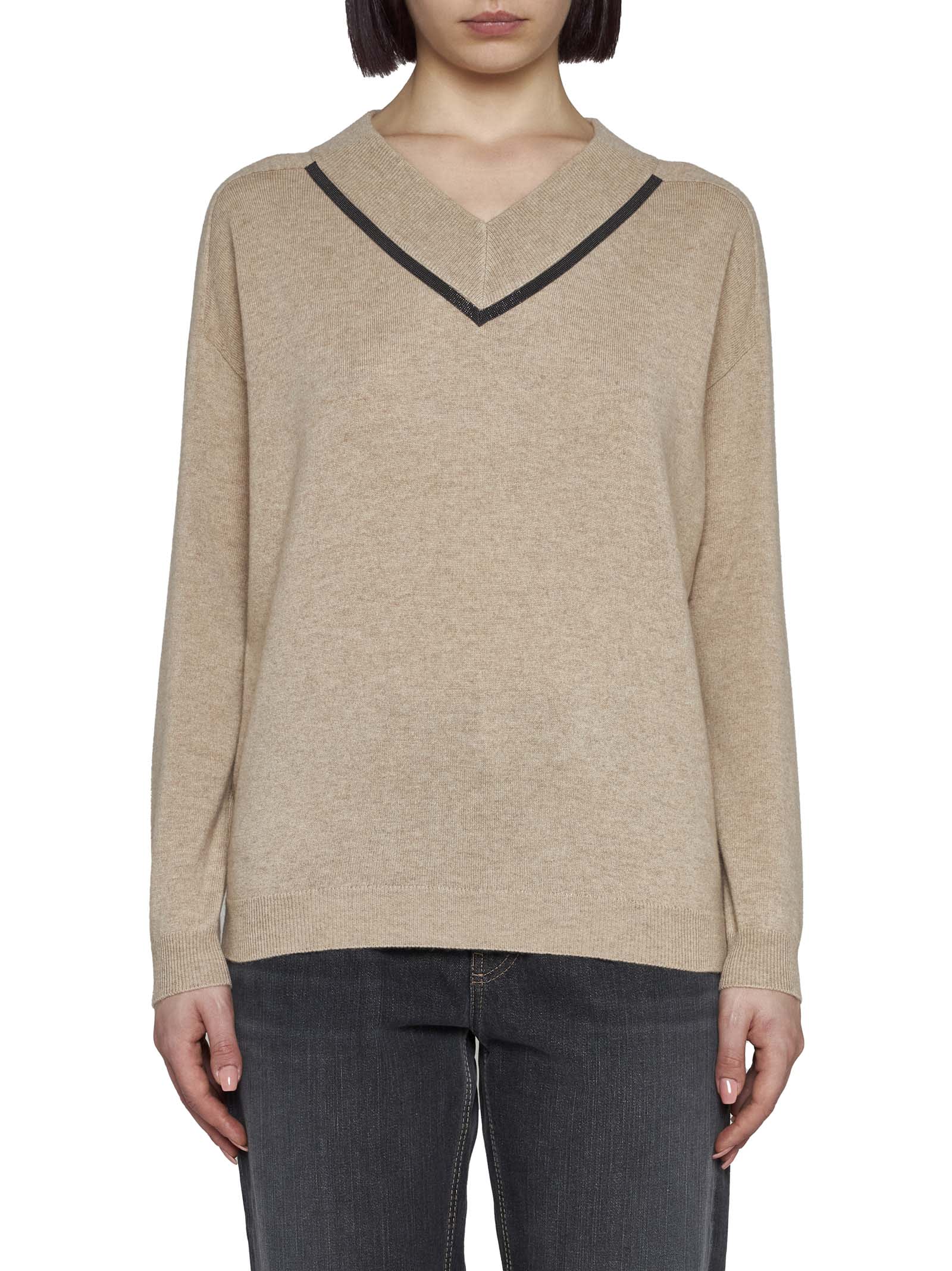 Shop Brunello Cucinelli Sweater In Camel Chiaro