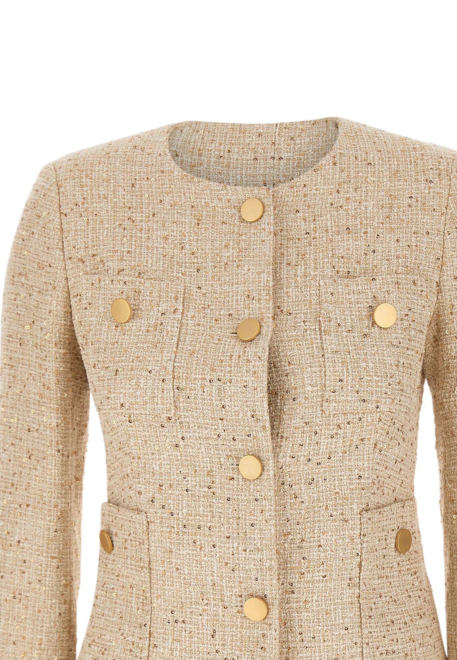 Shop Tagliatore Cotton And Viscose Jacket In Gold/beige