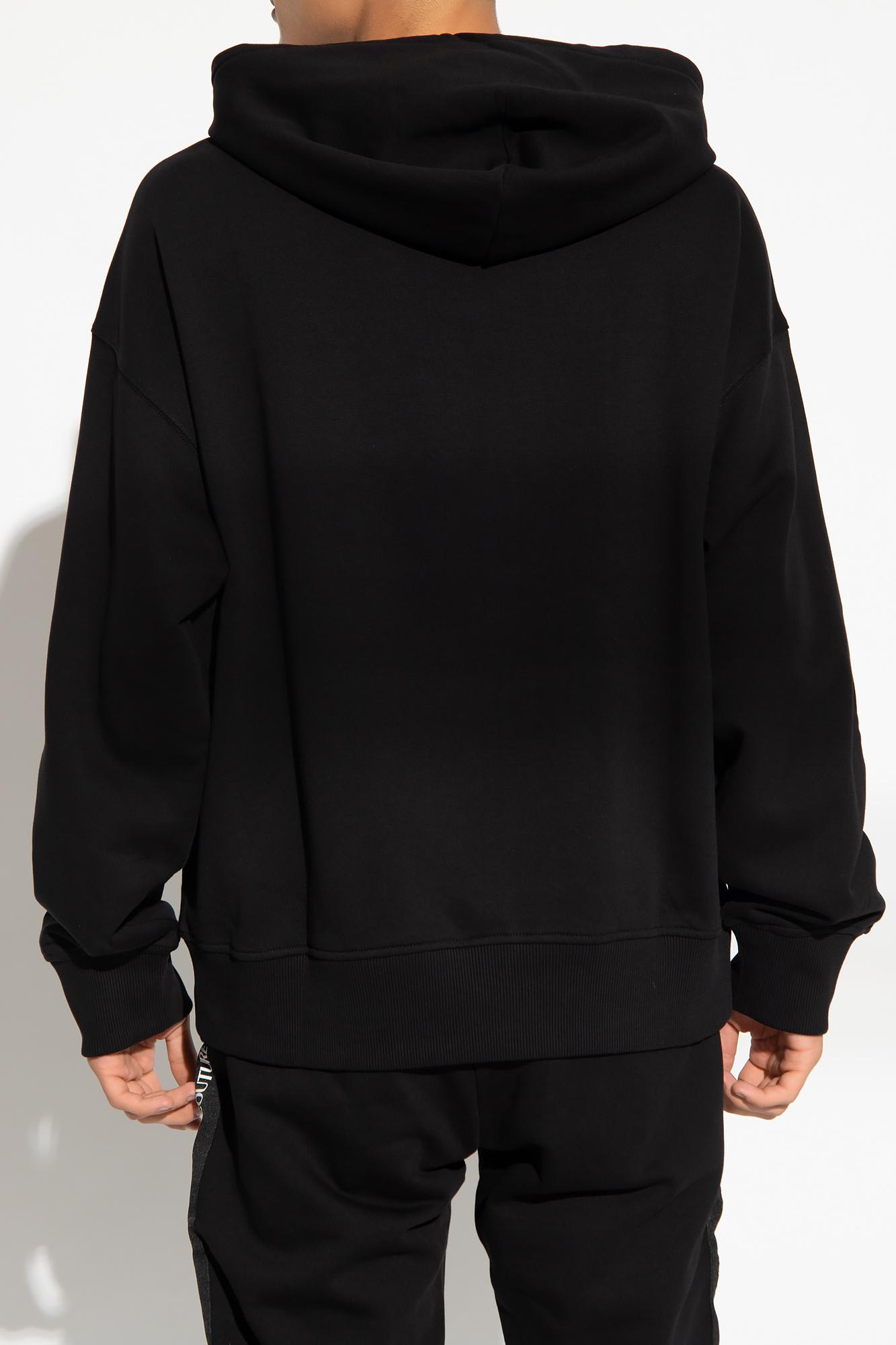 Shop Versace Jeans Couture Printed Hoodie In Black