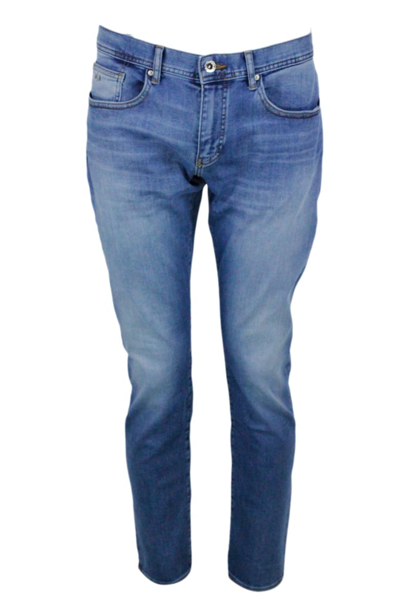 Armani Collezioni 5-pocket Stretch Denim Jeans With Contrasting Color Stitching