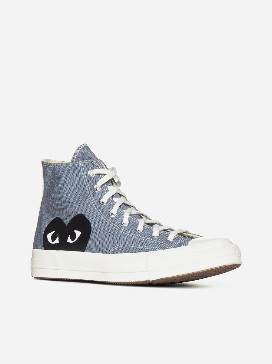 Shop Comme Des Garçons Play X Converse Canvas High-top Sneakers In Grey