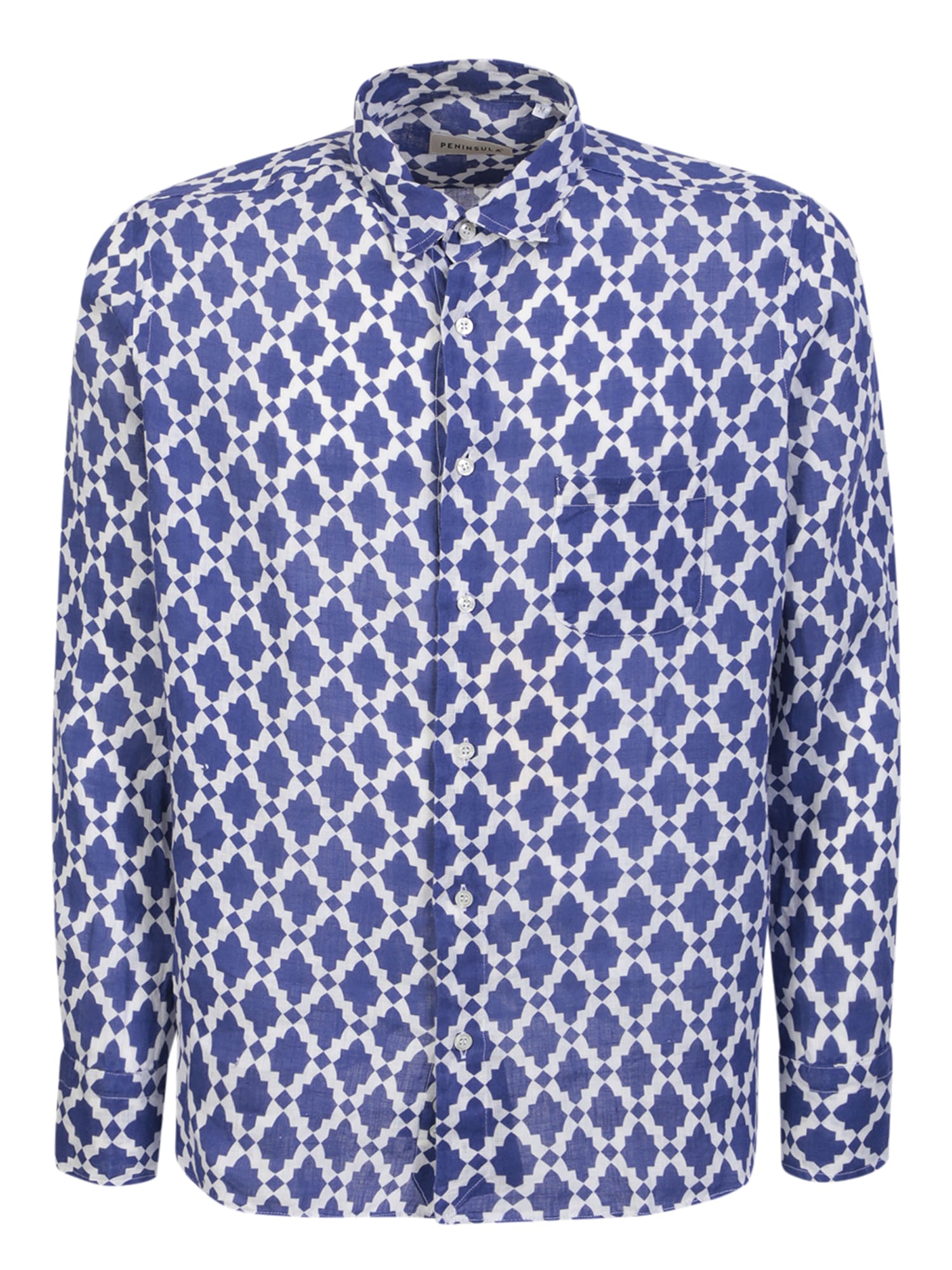 Shop Peninsula Swimwear Bolgheri Linen Multicolor Shirt In Blue