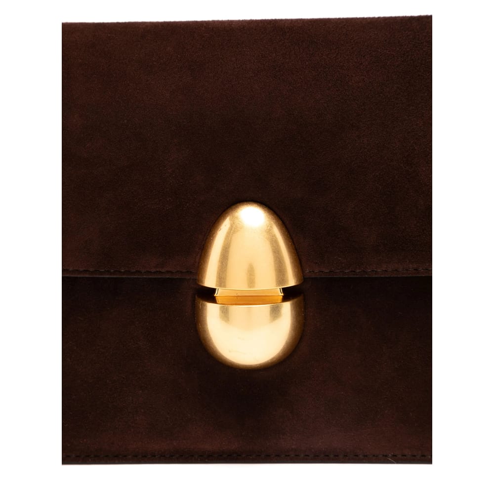 Neous Womens Dark Chocolate Phoenix Baguette Detachable-strap Suede Shoulder Bag In Braun