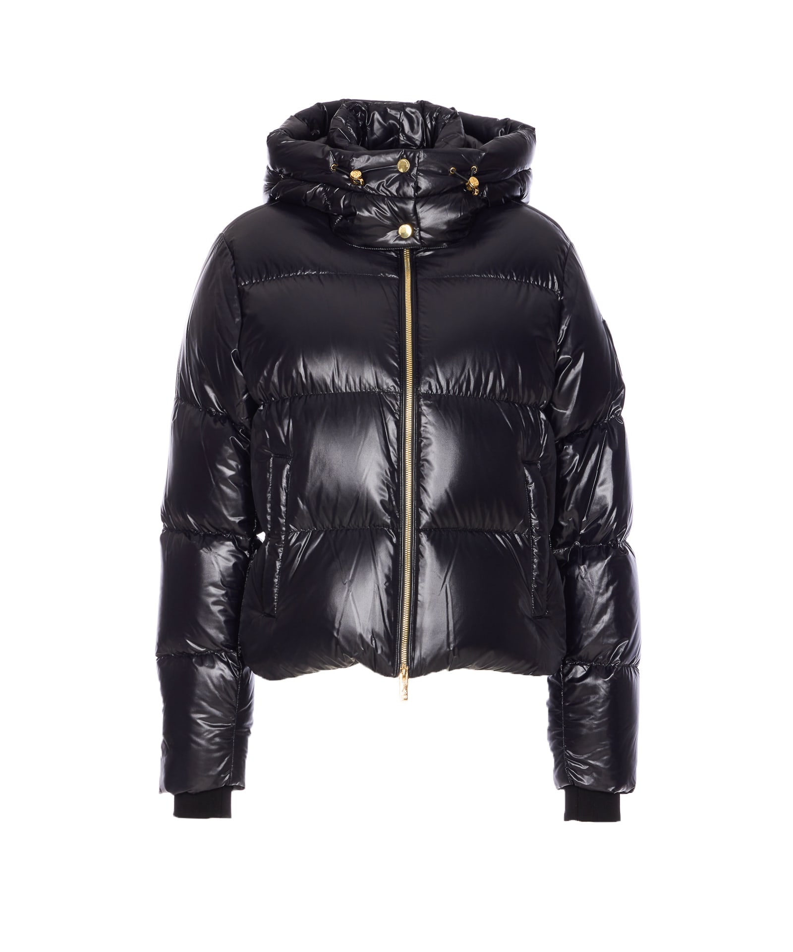 Moose Knuckles Hooded Padded Quilted Jacket With Zip Pockets In Blue