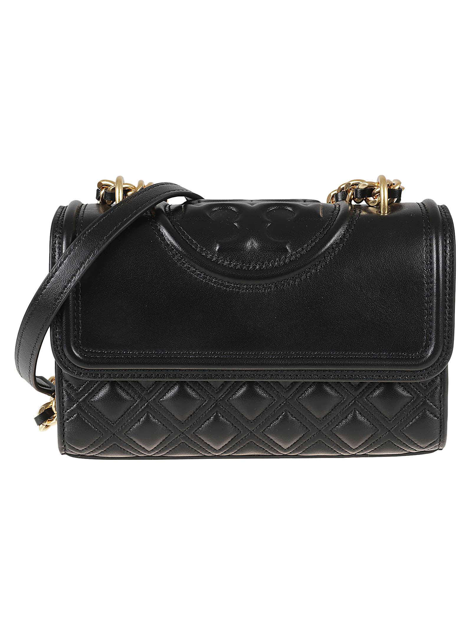 Fleming Small Leather Shoulder Bag in Black - Tory Burch