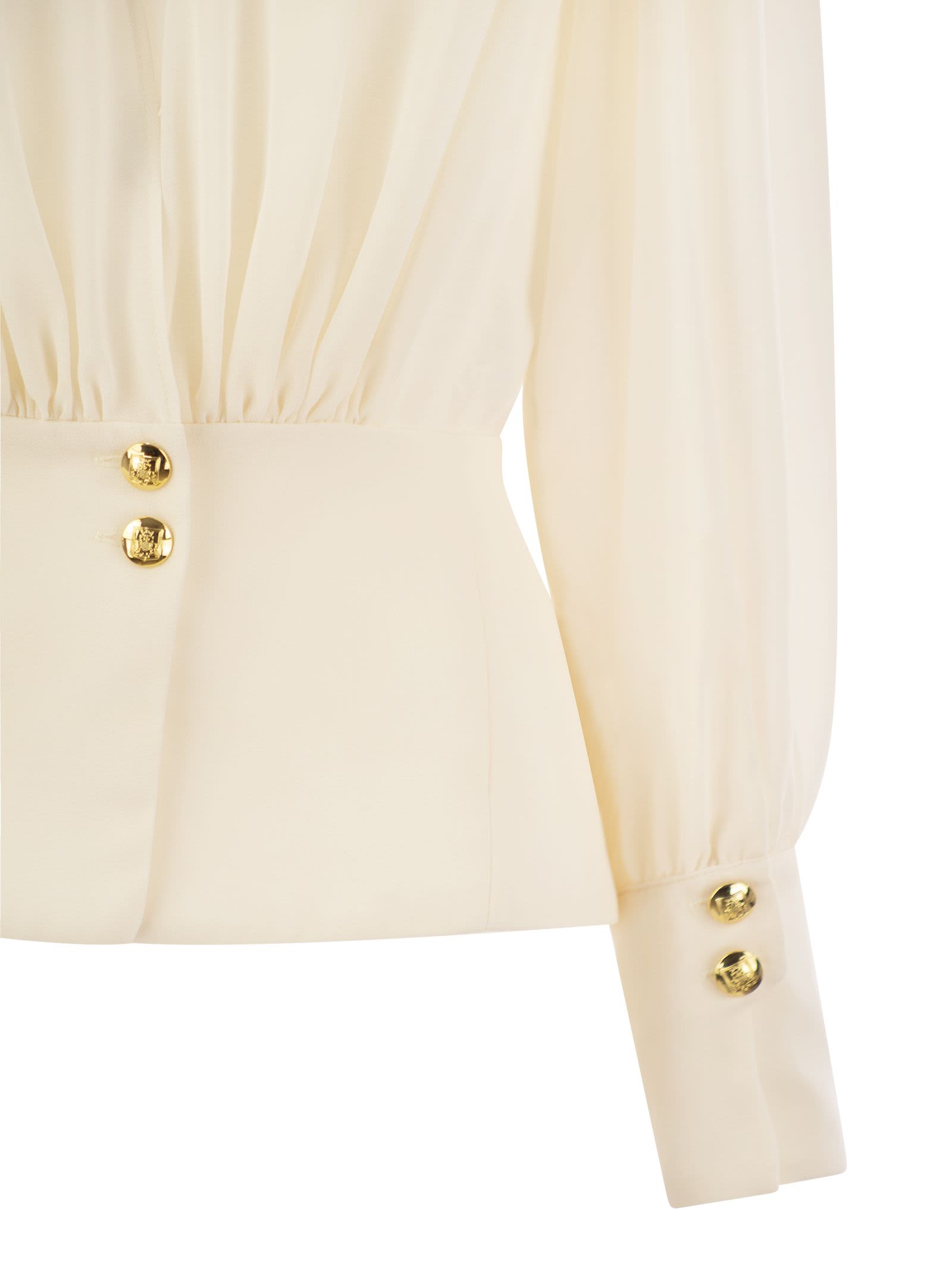 Shop Elisabetta Franchi Georgette Blouse With Basque In Butter