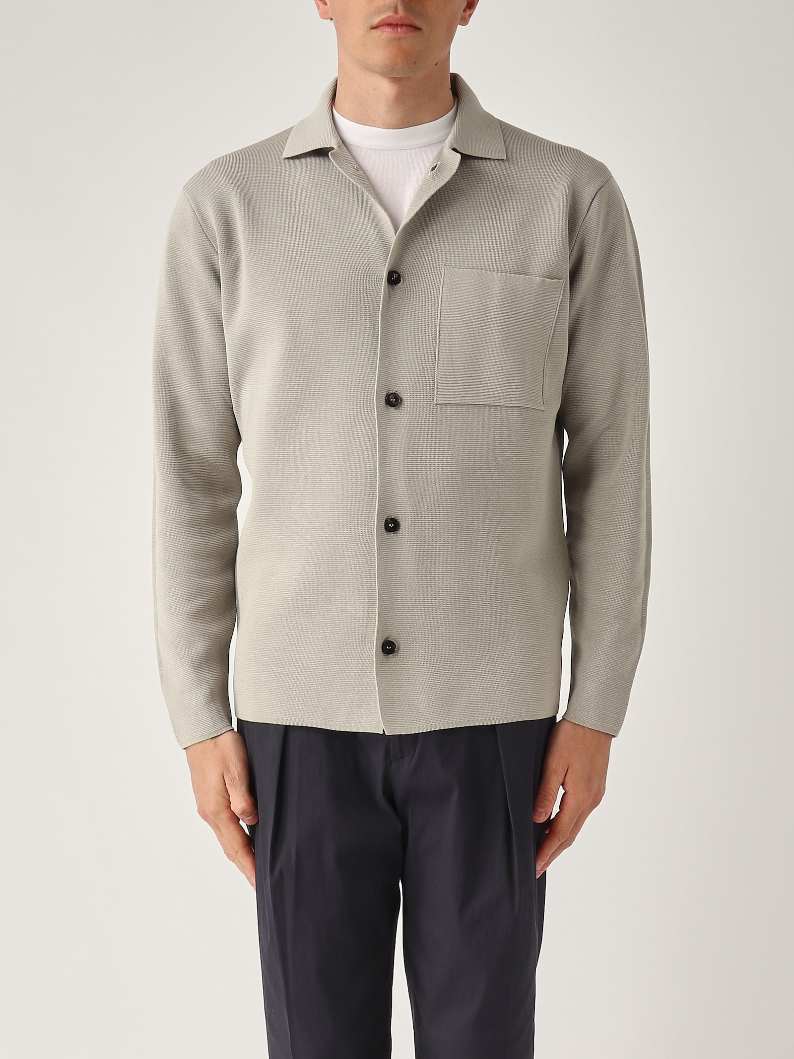 Filippo De Laurentiis Overshirt In Maglia M/l In Crepe Cotton Blazer In Gray