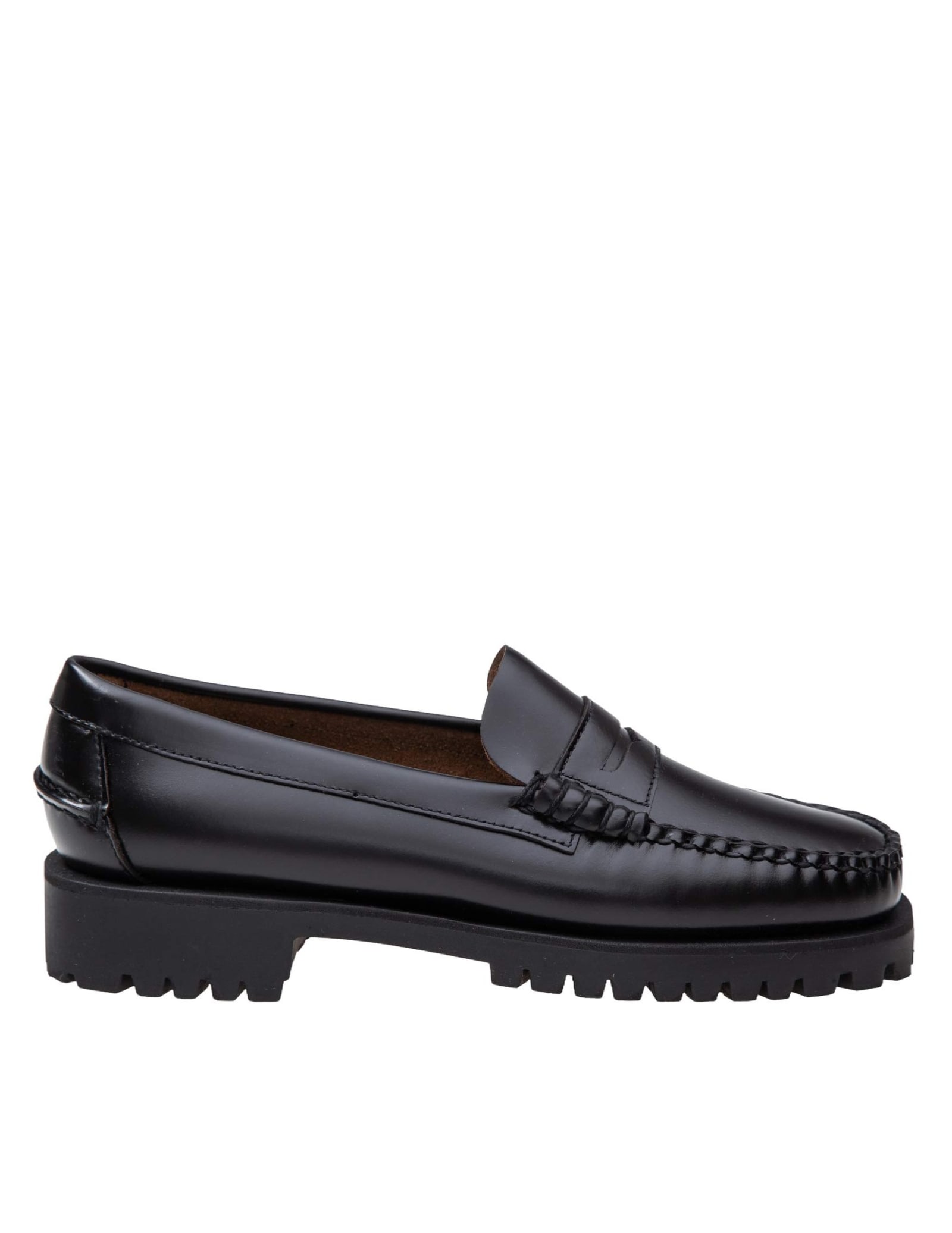 Dan Lug Loafers In Black Leather