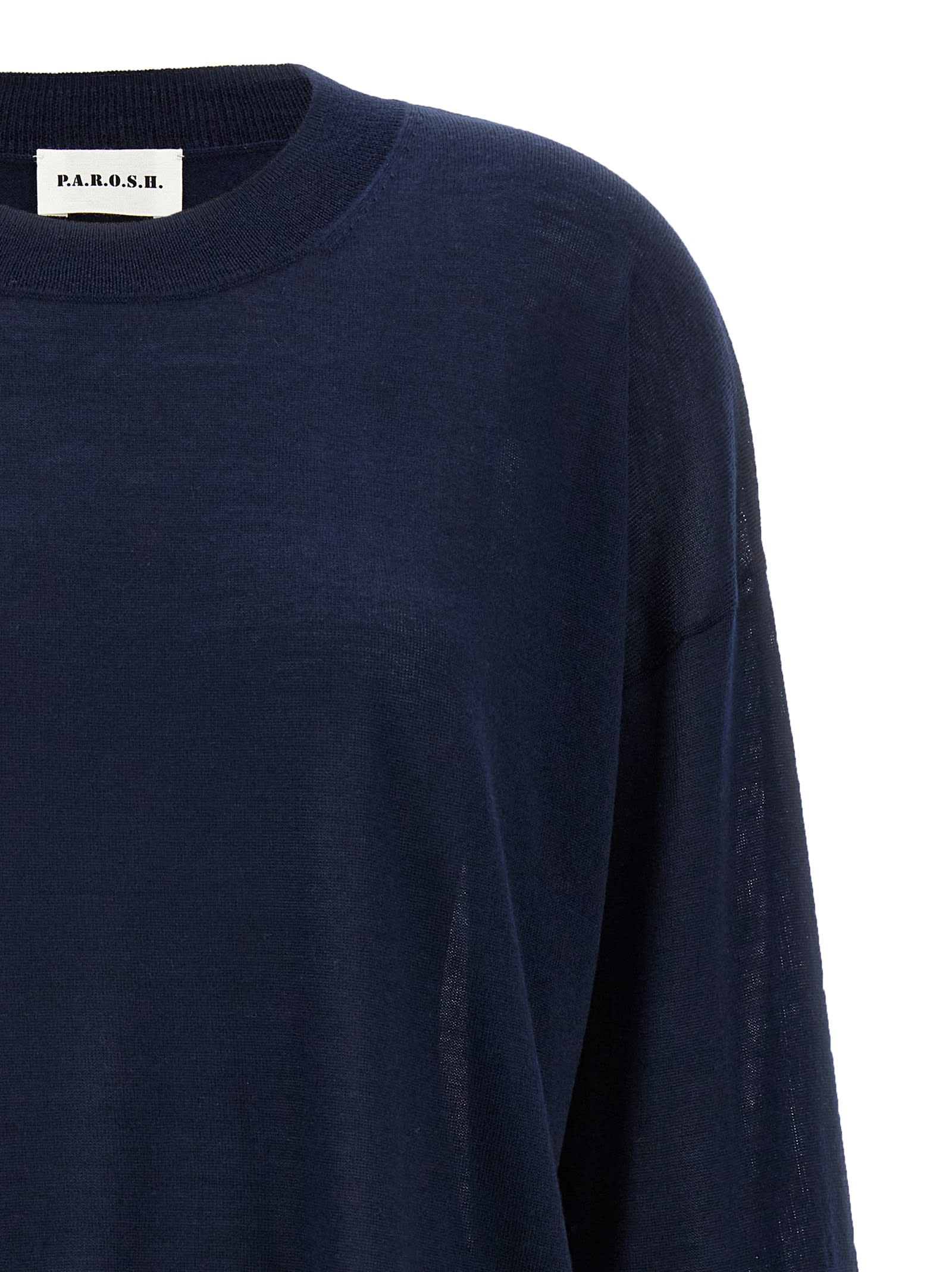 P.a.r.o.s.h Parosh Leila Knitted V-neck Long-sleeve Top In Blue