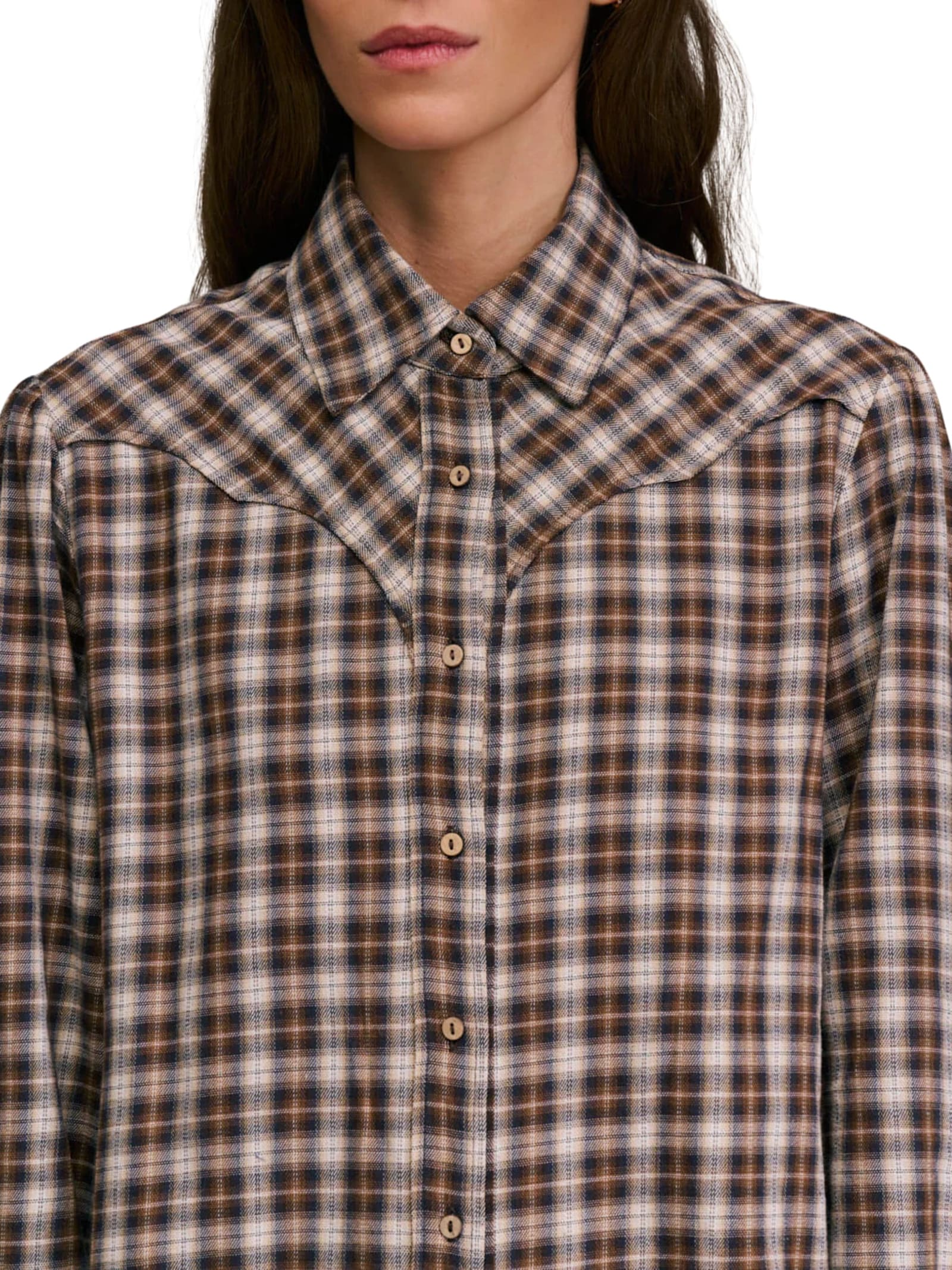 Diega Plaid Buttoned Shirt In Brown