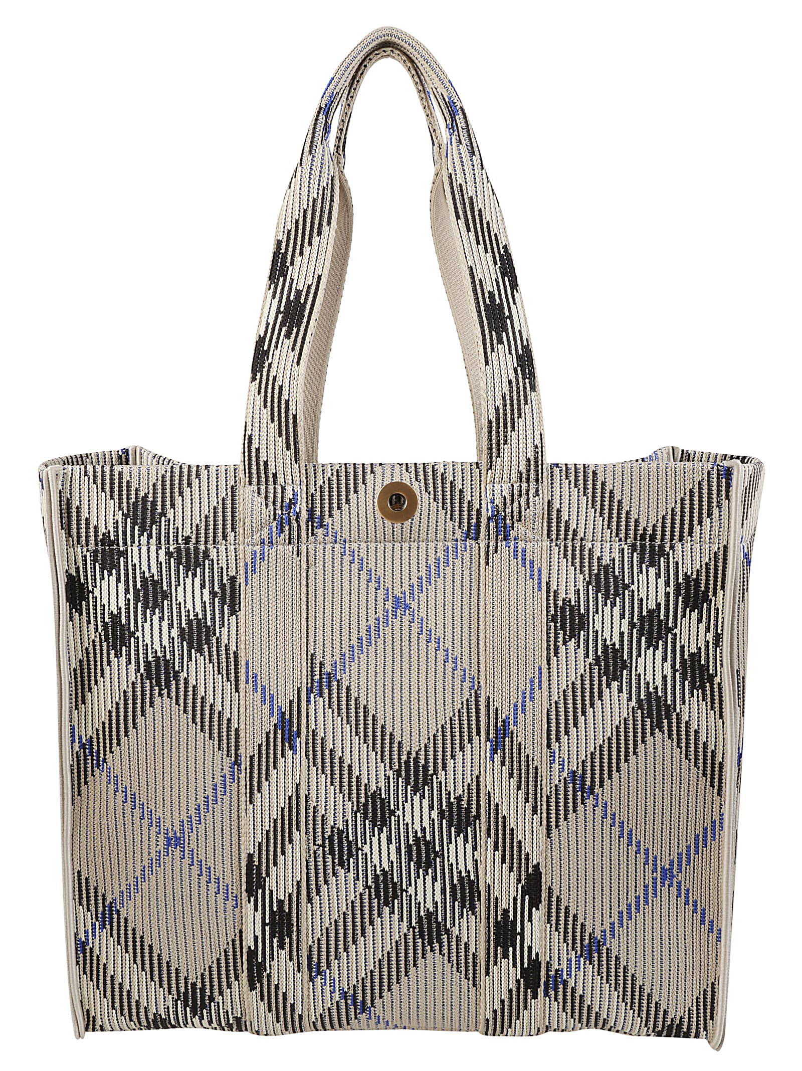 Shop Burberry Buttoned Check Tote In Lichen