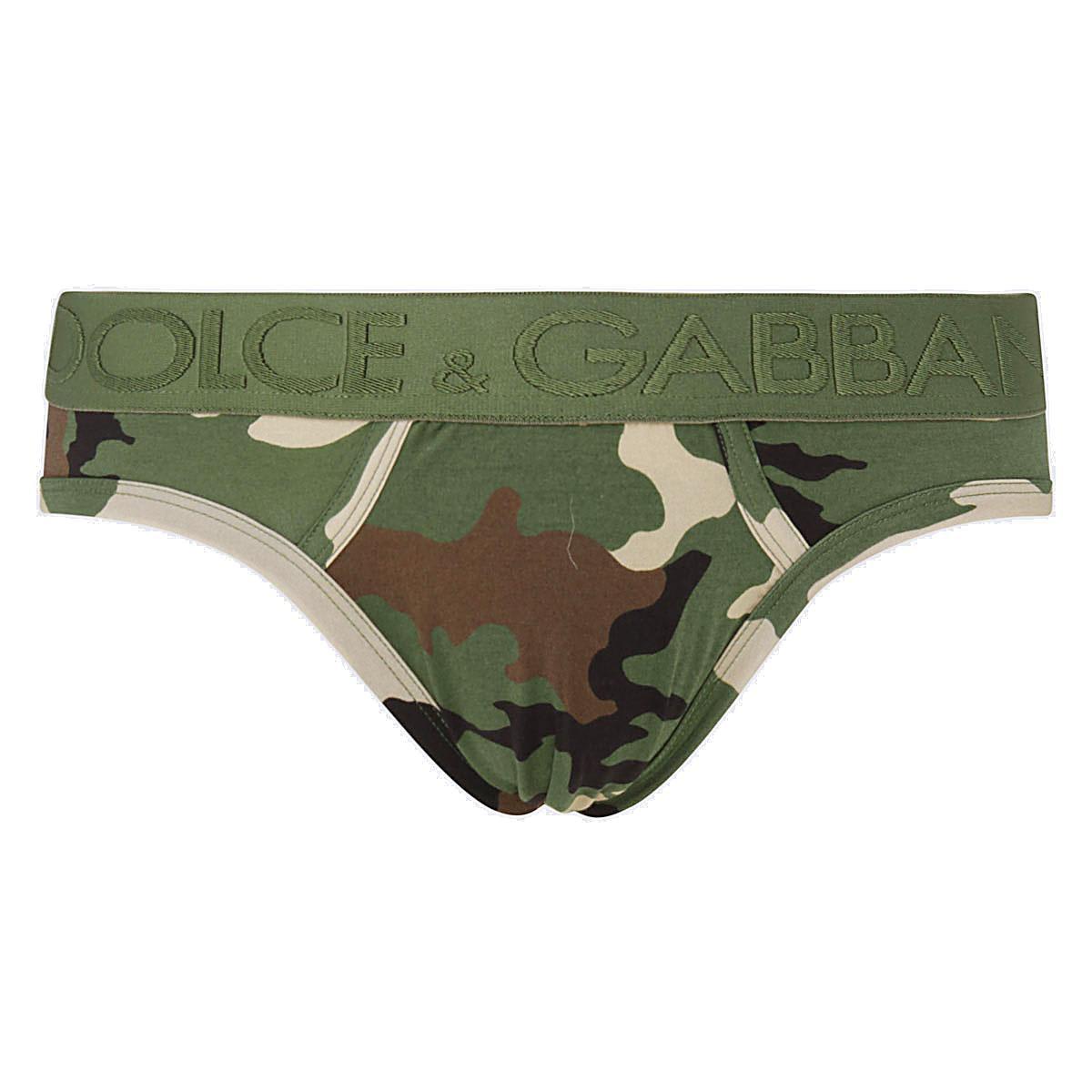 Dolce & Gabbana Logo Waistband Camouflage Printed Briefs