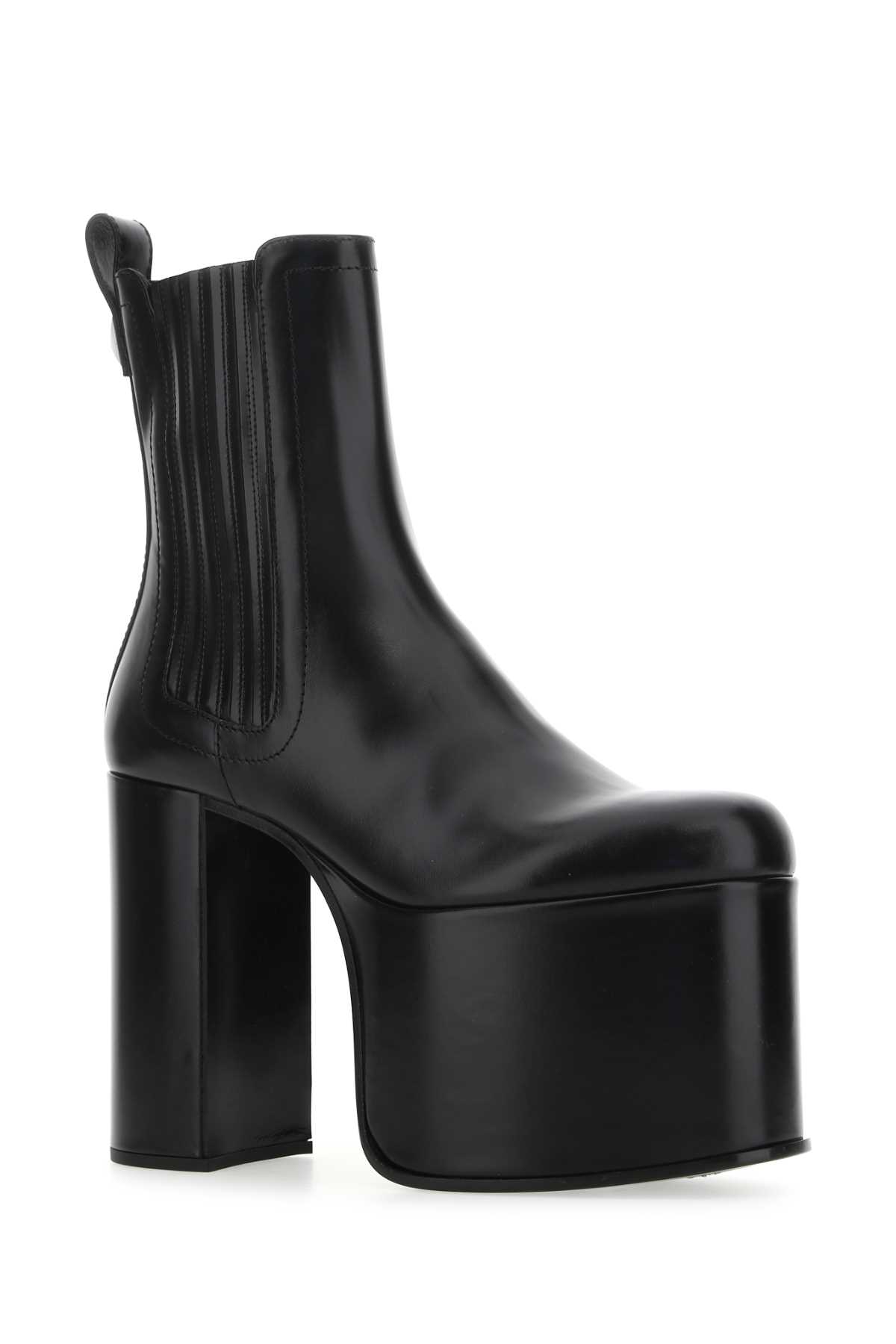 Shop Valentino Black Leather Club Ankle Boots In 0no