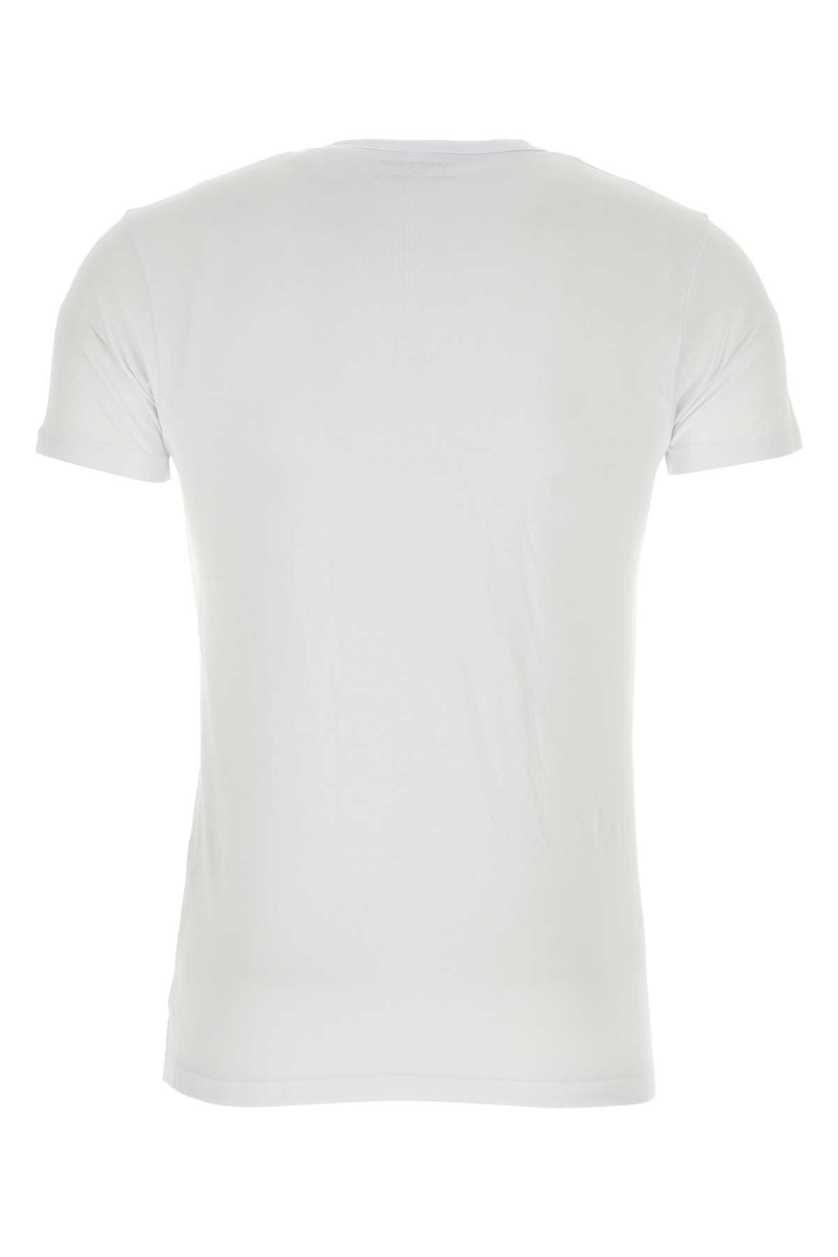 Emporio Armani White Stretch Cotton Underwear T-shirt In 04710